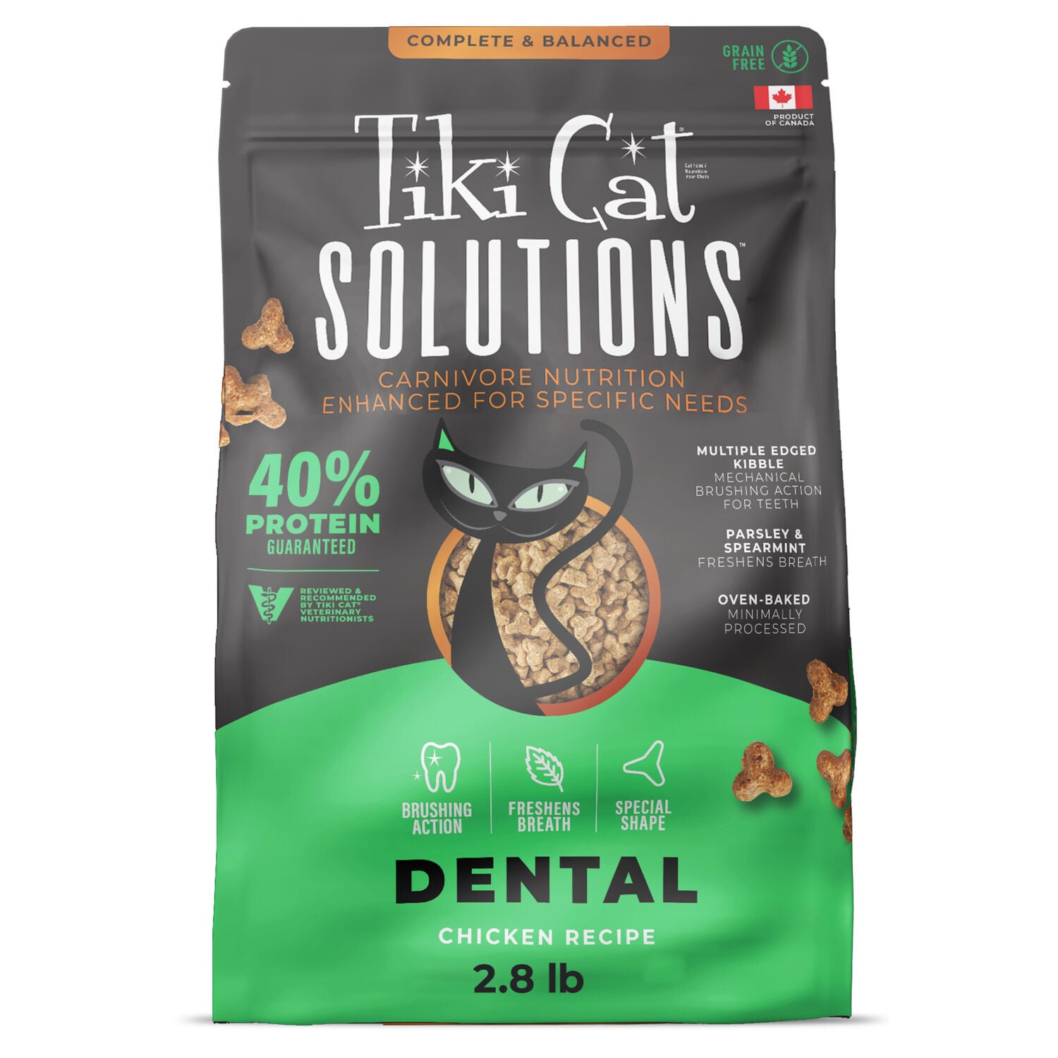 Tiki Cat Solutions Dry Cat Food, Dental Health, Chicken Recipe, 2.8-Lb Bag