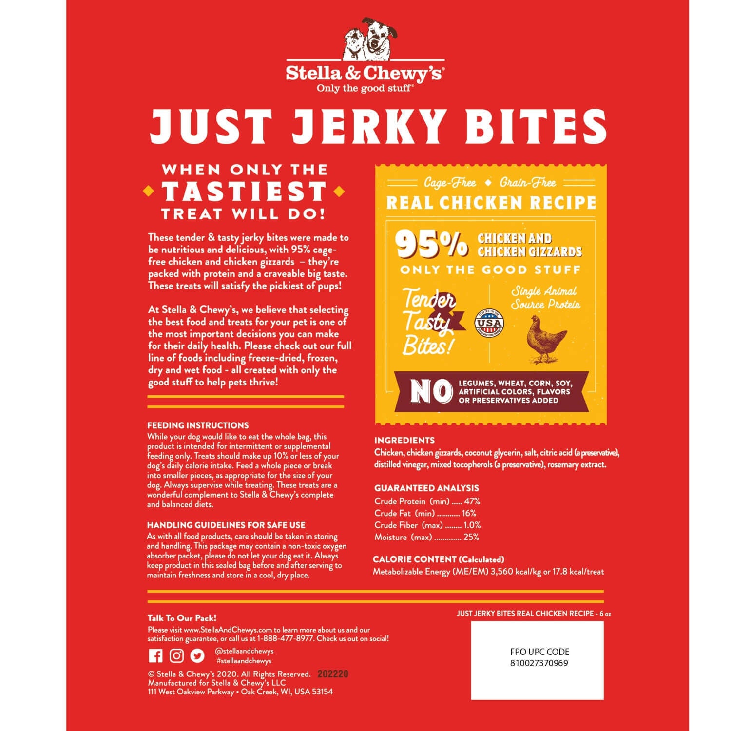 Stella & Chewy's Just Jerky Bites Chicken Dog Treats