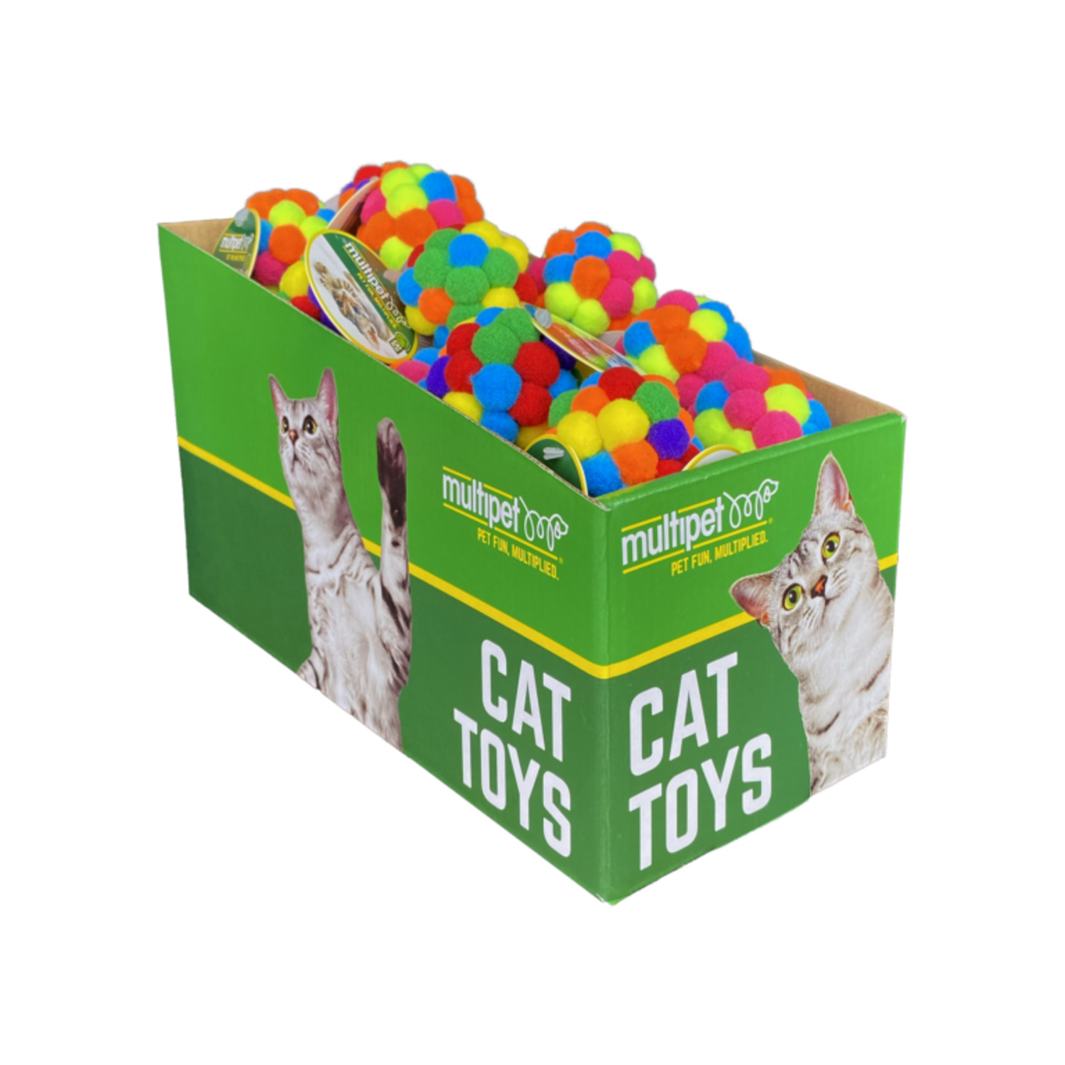 Multipet Pom Pom Rattle Ball Cat Toy, Assorted Colors, 1-Each