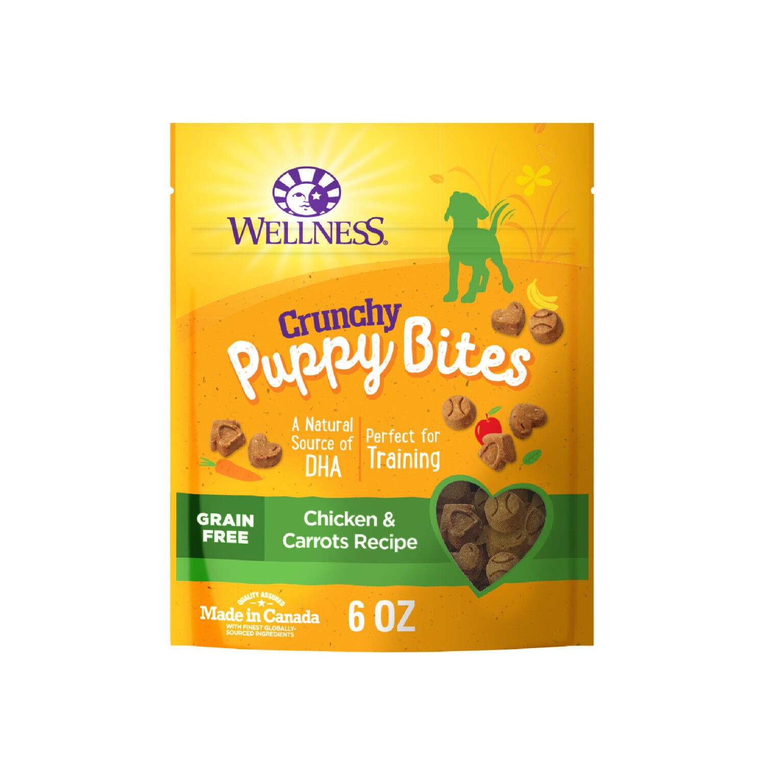 Wellness Puppy Treats, Natural, Dog Training Treats, Grain-Free, Crunchy Chicken & Carrots, 6-Ounce Bag