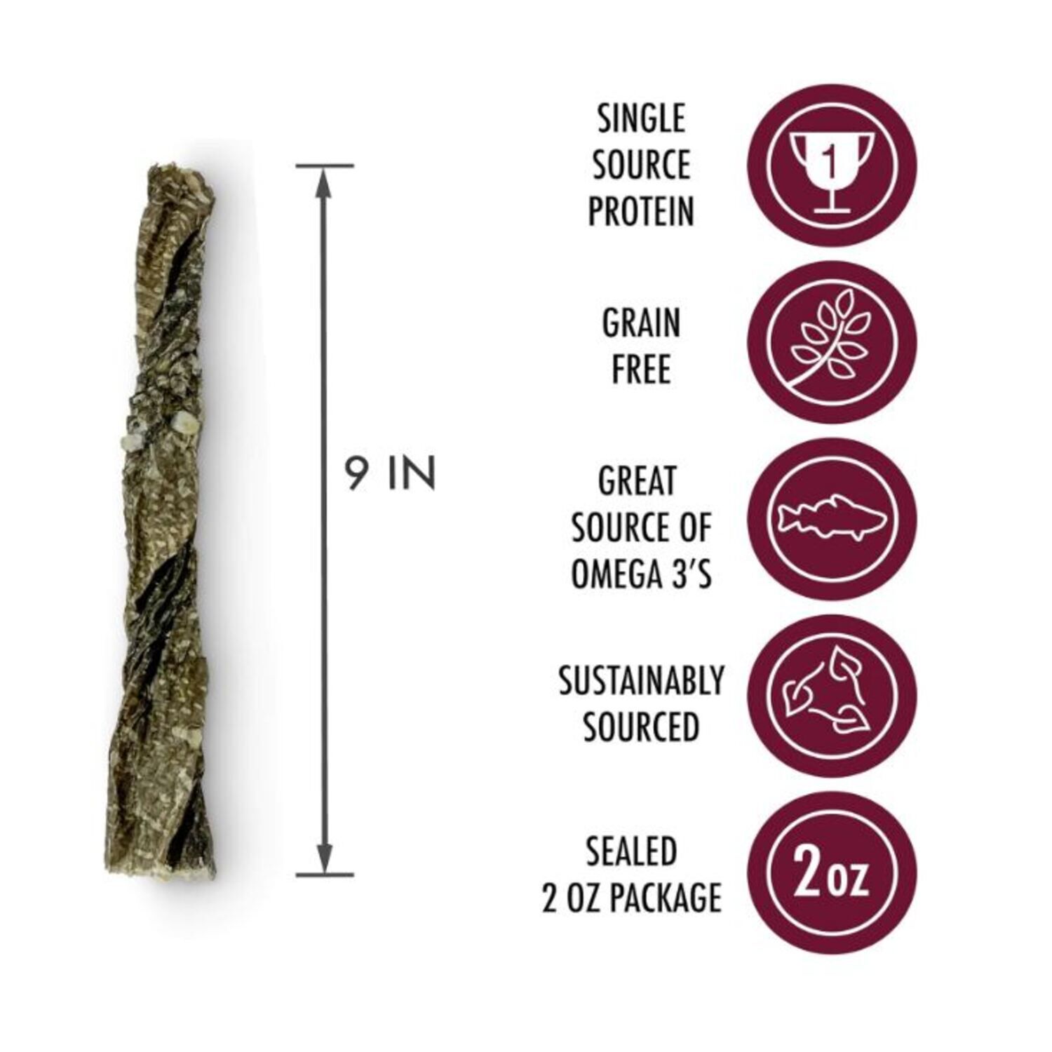 Wild Eats Cod Skin Twists Natural Dog Treats, 12 Pack