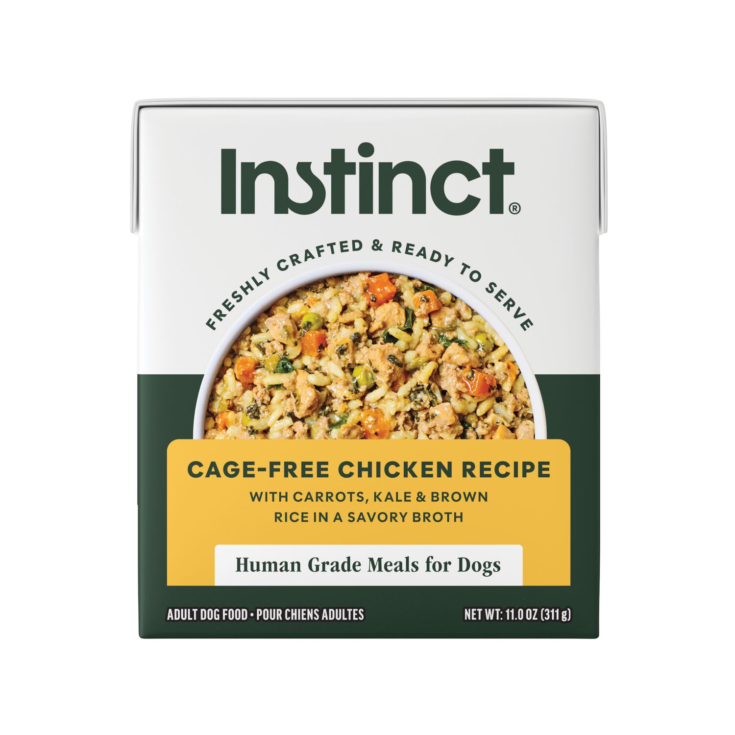 Instinct Freshly Crafted Meals Wet Dog Food Or Dog Food Topper, Cage-Free Chicken Recipe, 11-Oz Pack Of 12