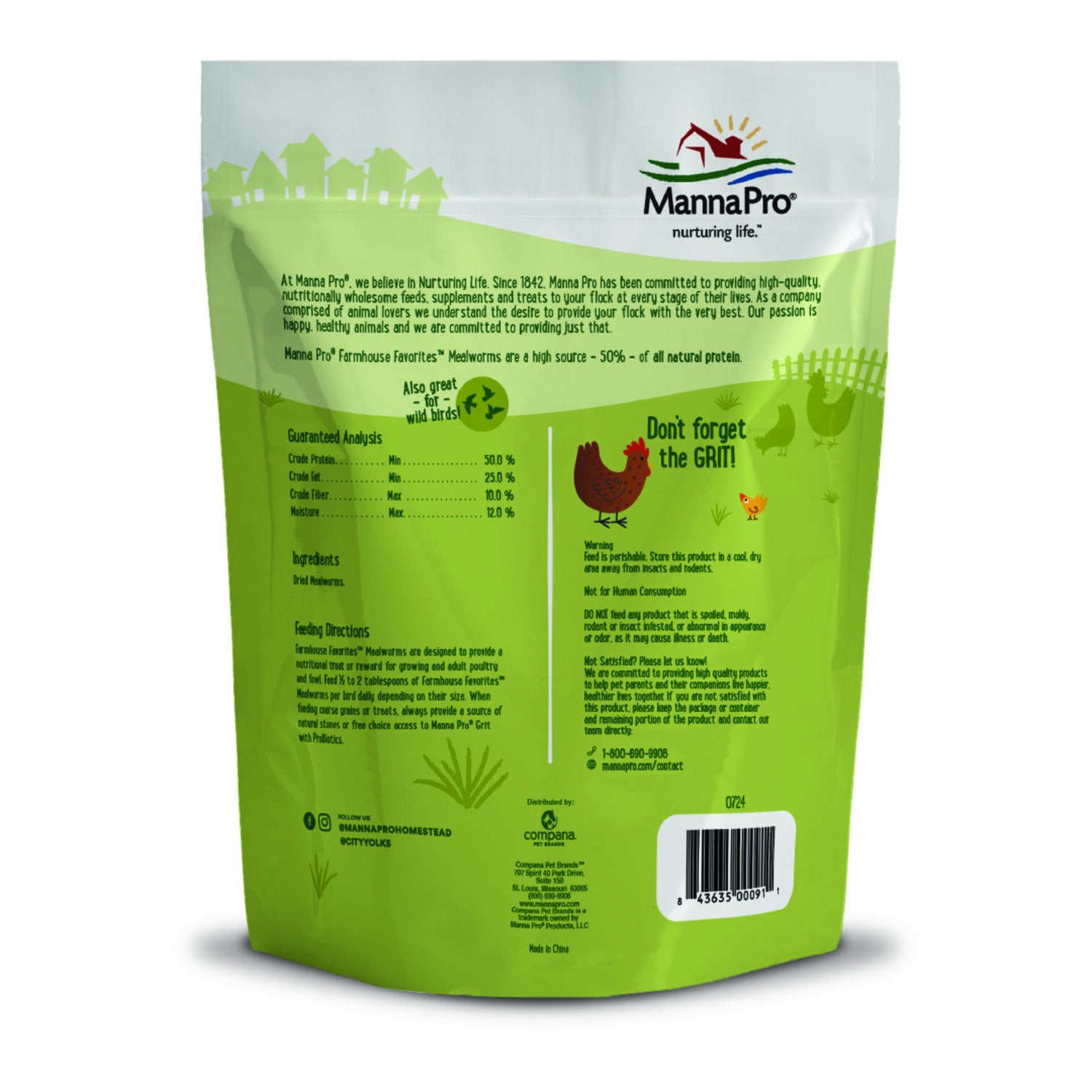 Manna Pro Farmhouse Favorites Mealworm Chicken Treat, 2Lb