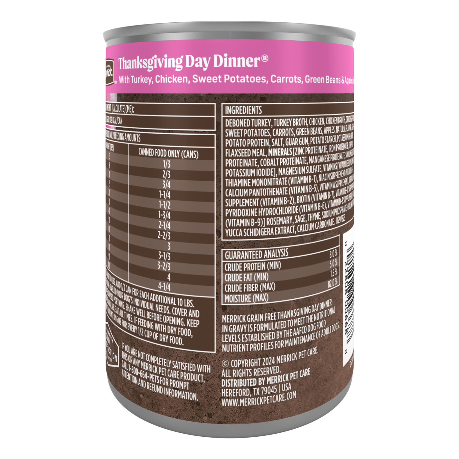 Merrick Grain-Free Premium Gluten Free Canned Adult Wet Dog Food, Thanksgiving Day Dinner, 12.7-Oz Can Pack Of 12