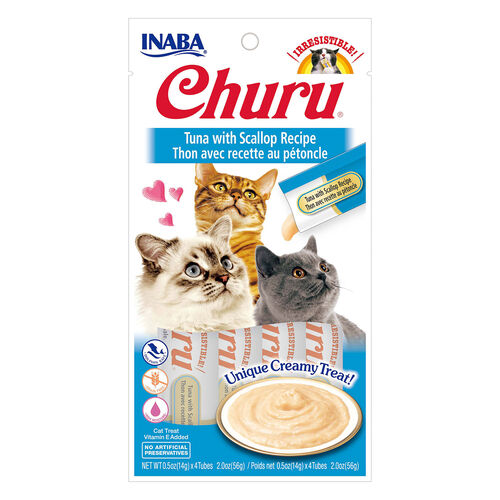 Inaba Churu Purees Lickable Cat Treat, Tuna With Scallops