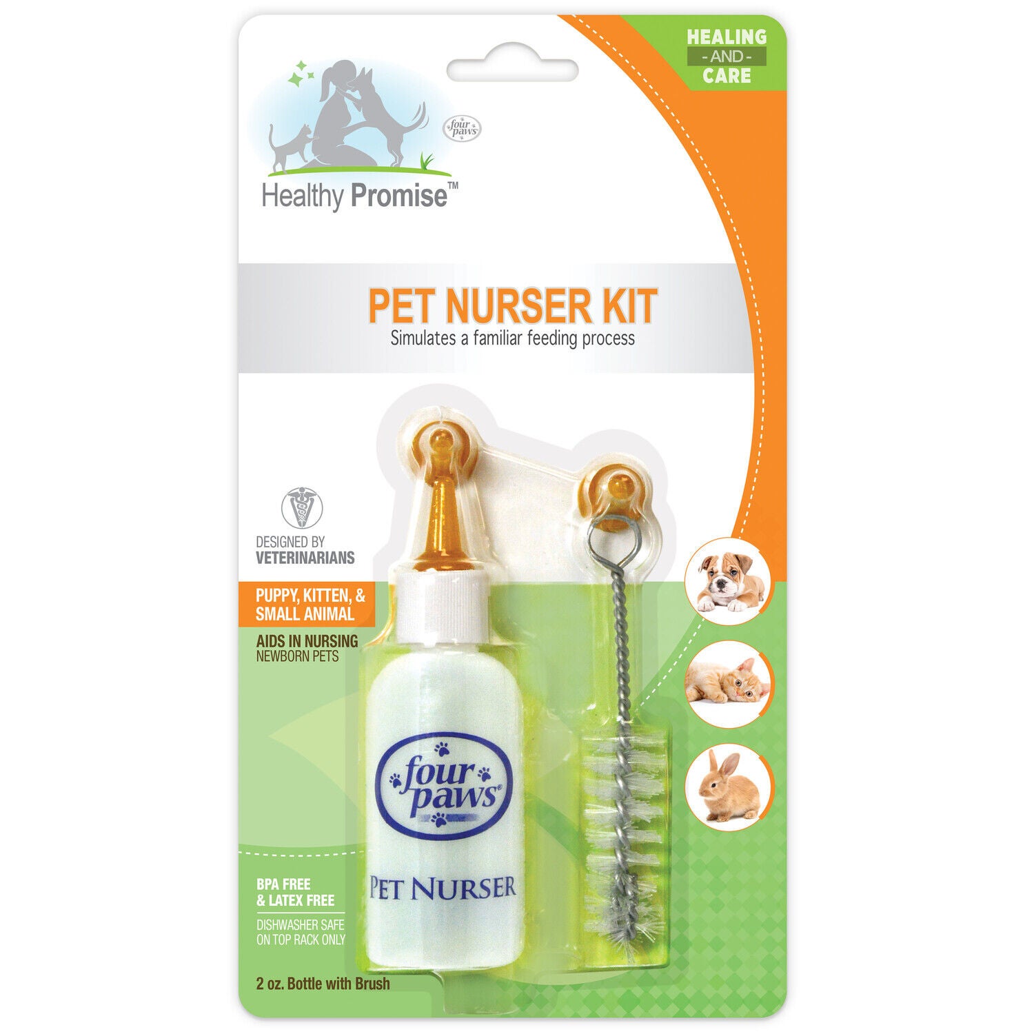 Four Paws Bottle And Brush Puppy & Kitten Nursing Kit, 2-Ounce