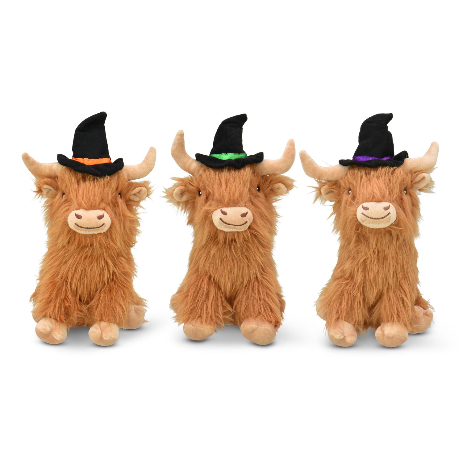 Multipet Highland Halloween Cow Crinkle Plush Dog Toy, Assorted Characters, 8 Inches