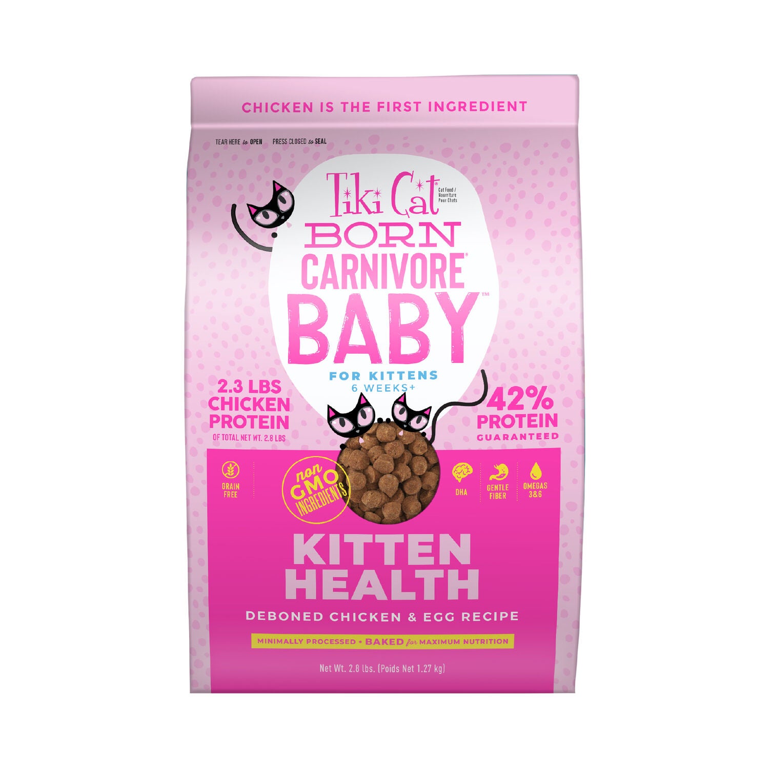 Tiki Cat Born Carnivore Baby Kitten Health Dry Cat Food, Chicken & Egg, 5.6-Lb Bag
