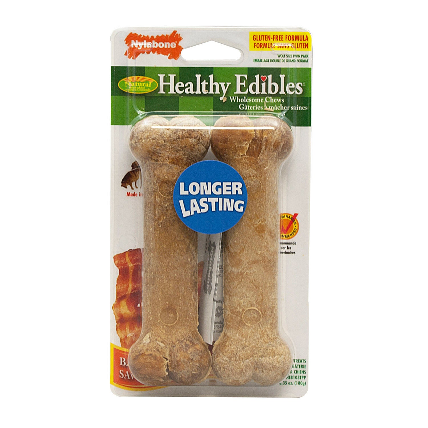 Healthy Edibles Bacon Flavor Wolf 2pack Pet Supermarket