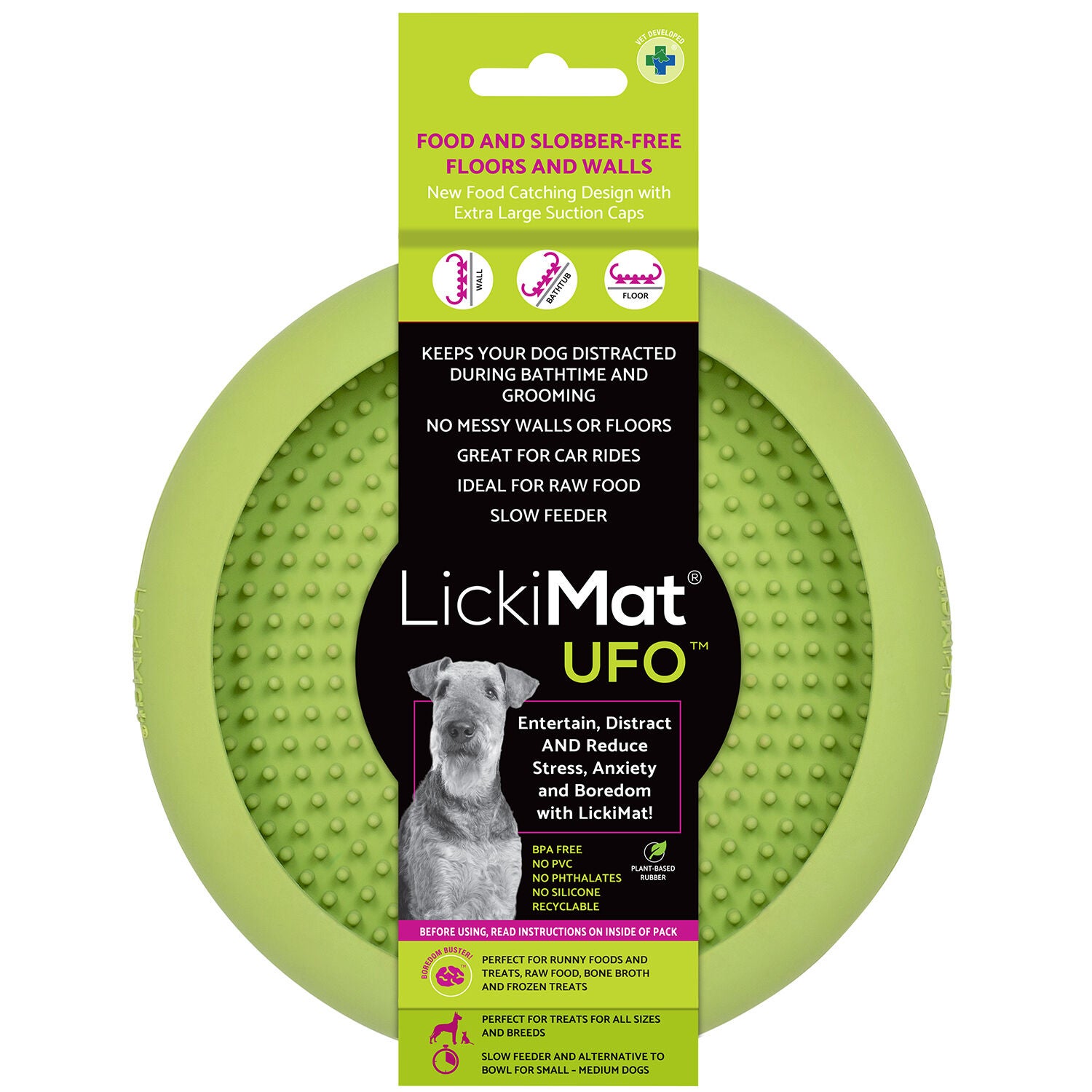 Lickimat Ufo Lickmat & Slow Feeder Dog Bowl Green 1ea Pet Supermarket