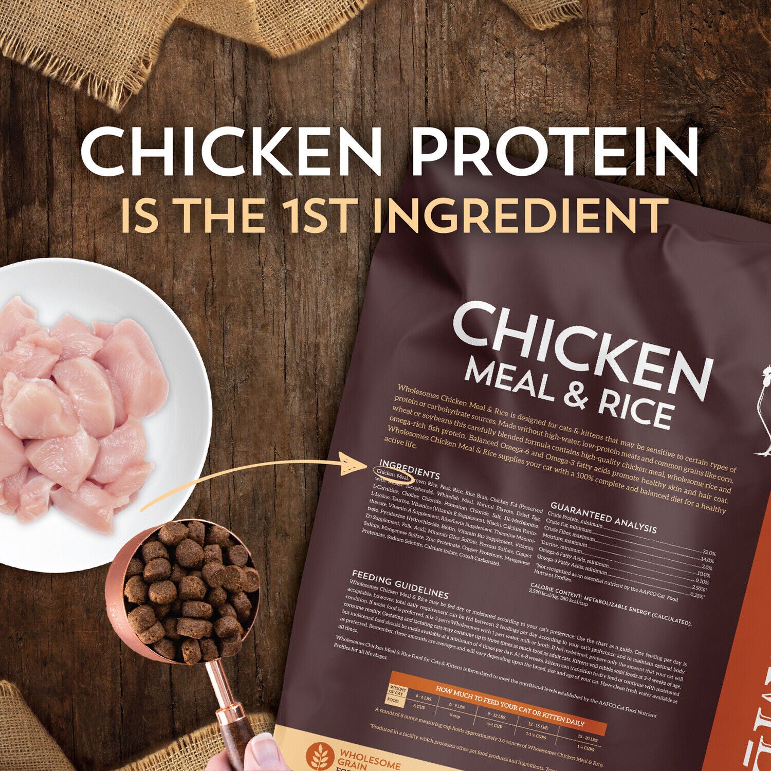 Wholesomes Chicken Meal & Rice Dry Cat Food, 15-Lb