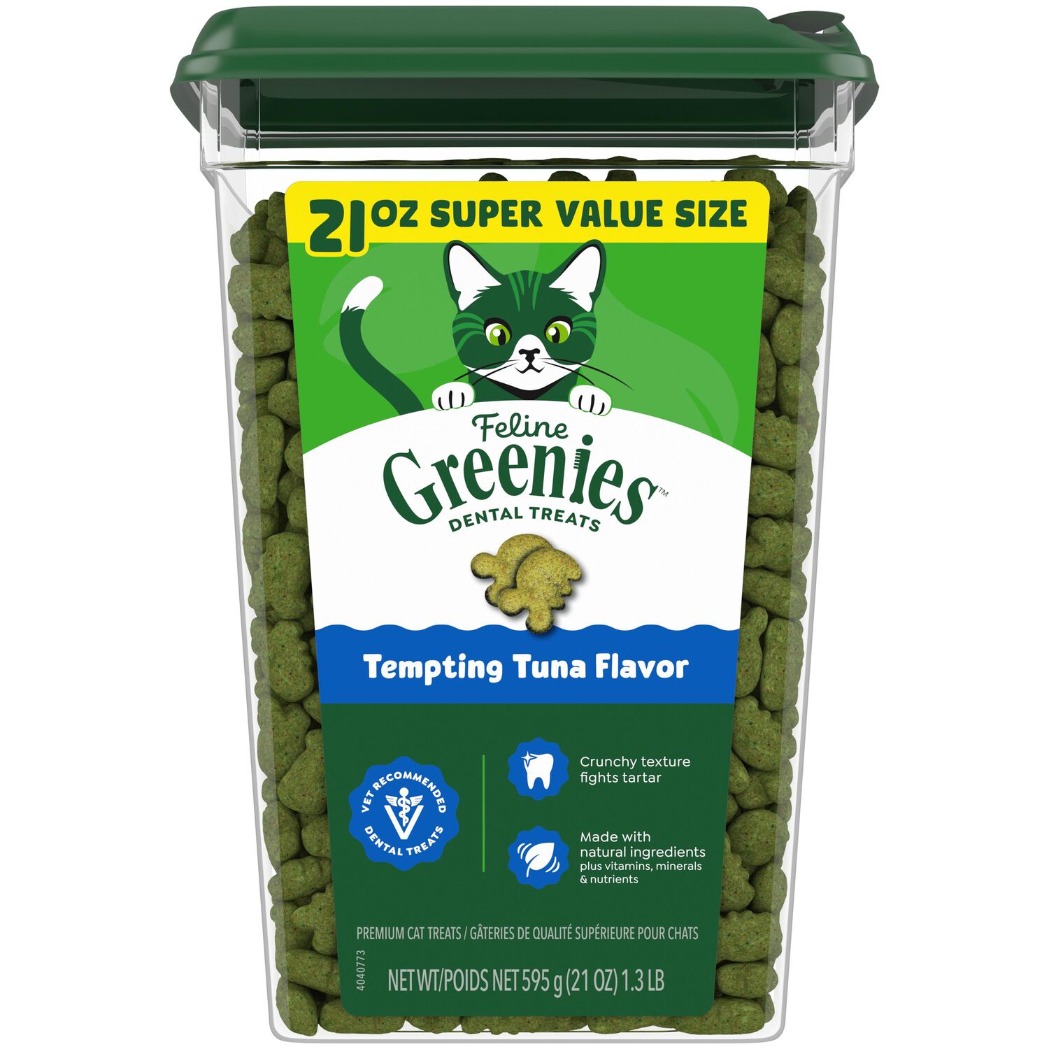 Greenies Feline Natural&nbsp;Tempting Tuna Flavor Dental Cat Treats, 21-Oz