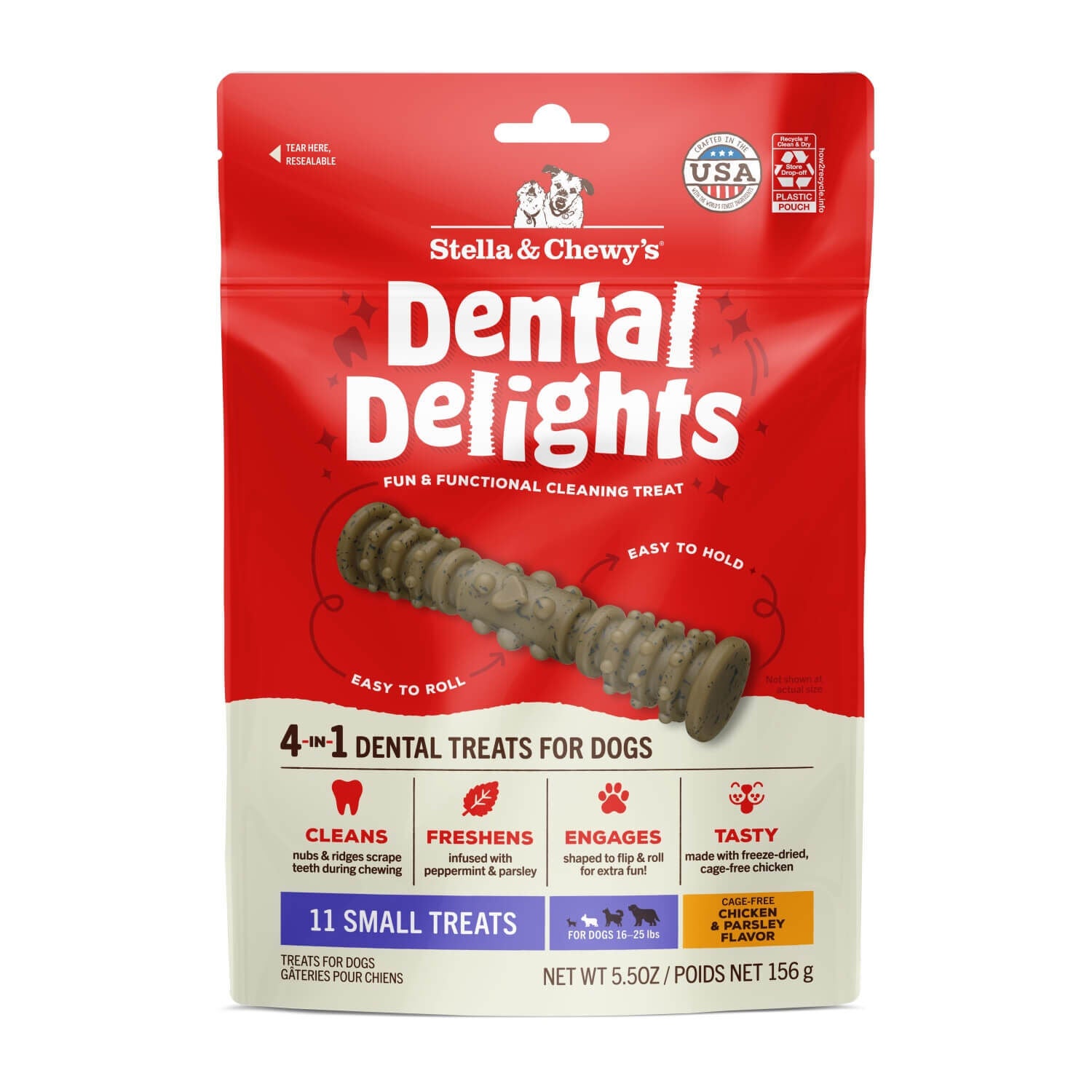 Stella & Chewy's Dental Delights Dog Treats, Small, 11 Count