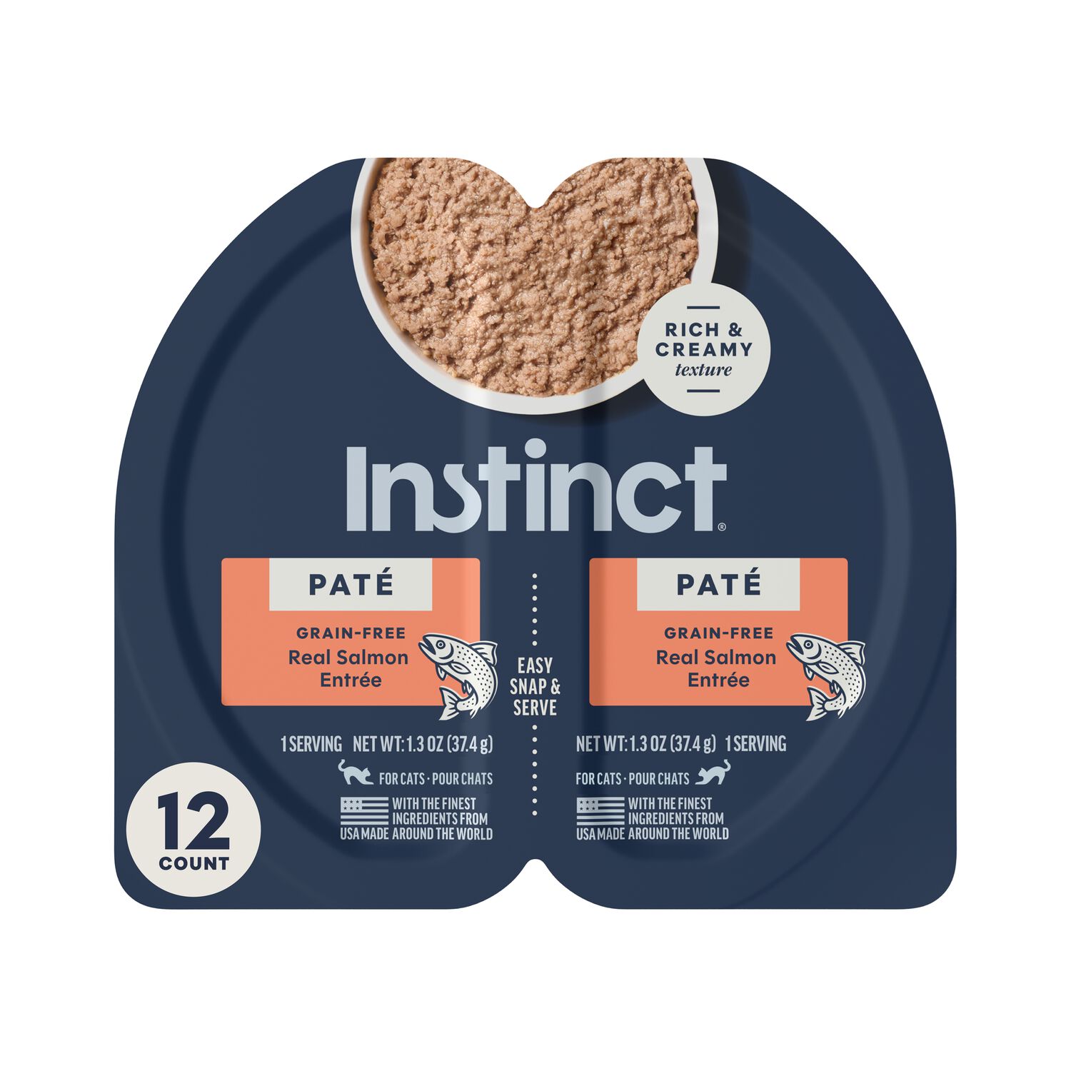 Instinct Pate Grain-Free Wet Cat Food, Real Salmon Entr&eacute;e, 2.64-Oz Split Cup