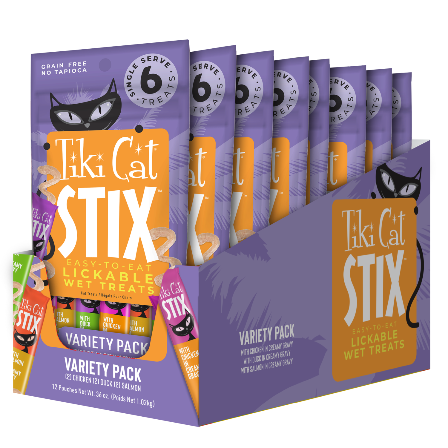 Tiki Cat Stix Grain-Free Lickable Cat Treats, Variety Pack, 12 Pack