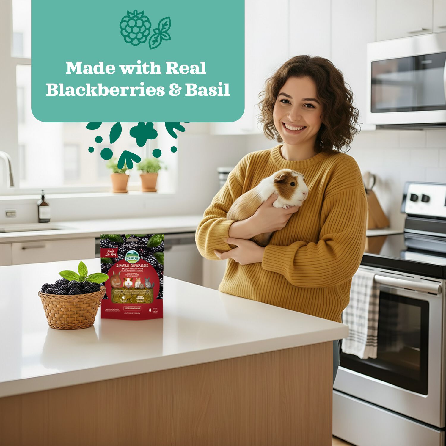 Oxbow Simple Rewards Baked Small Animal Treats, Blackberry & Basil, 3-Oz