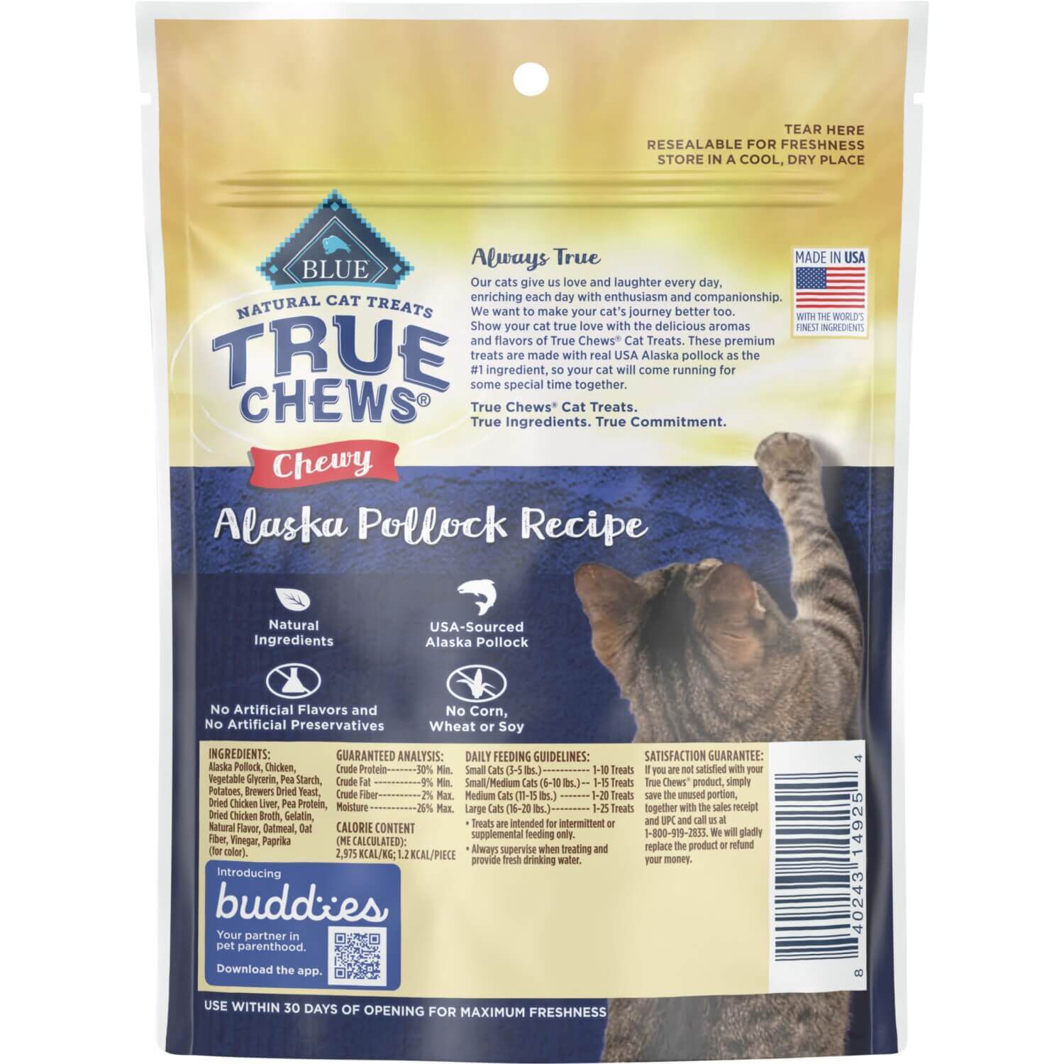 Blue Buffalo True Chews Natural Chewy Cat Treats, Alaska Pollock