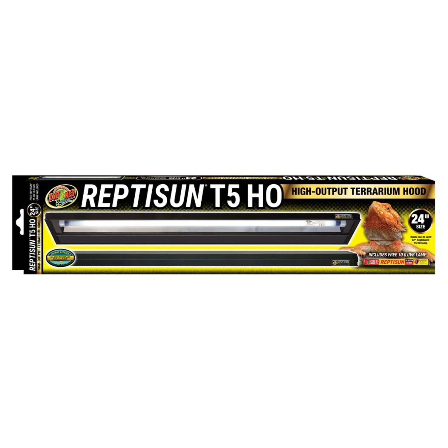 Zoo Med Reptisun T5 High-Output Reptile Terrarium Hood With Uvb Lamp, 24"