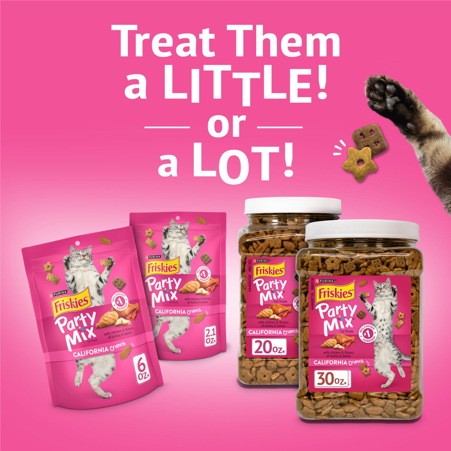 Purina Friskies Party Mix California Crunch Low-Calorie Cat Treats, 6-Oz Bag