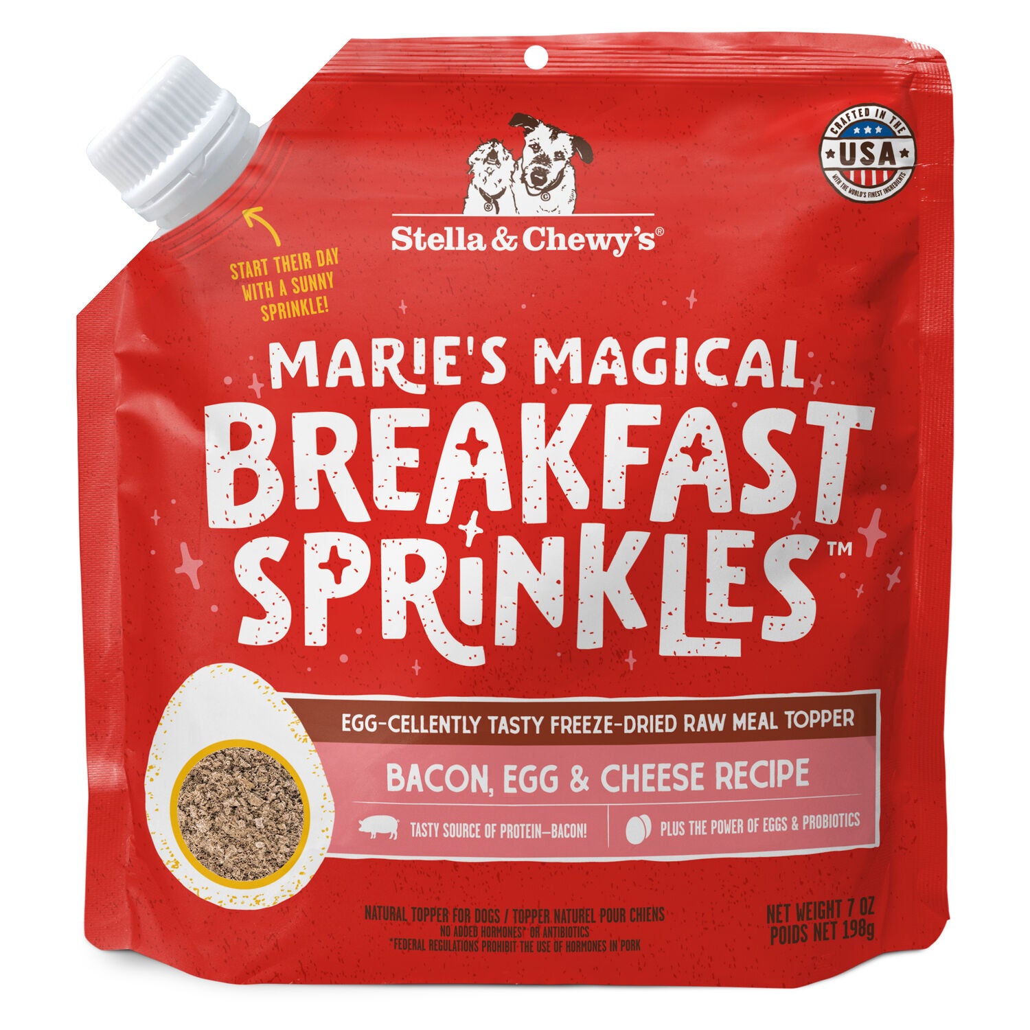 Stella & Chewy's Marie's Magical Breakfast Sprinklestm Freeze-Dried Dog Food Topper, Bacon, Egg & Cheese Recipe, 7-Oz