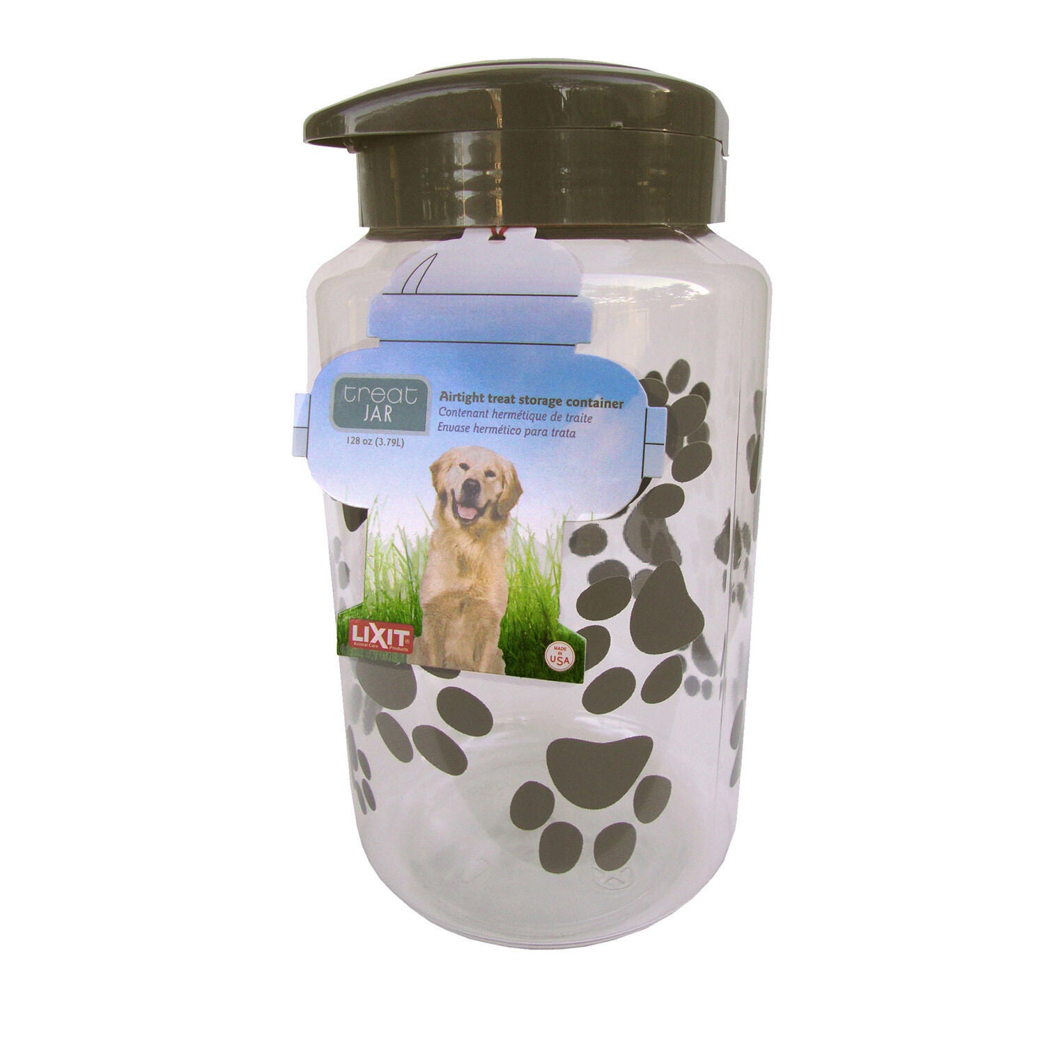Lixit Dog Treat Jar Container, Grey & Clear, Medium