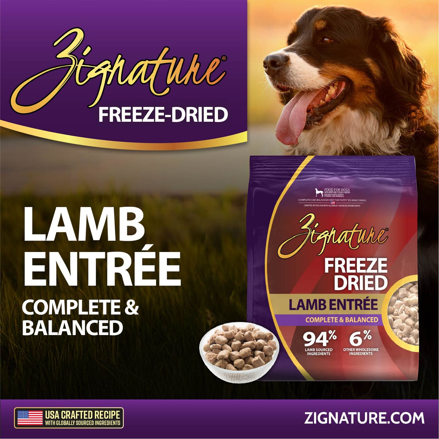Zignature Grain-Free Lamb Entr&eacute;e Freeze-Dried Dog Food, 12.5-Oz Bag