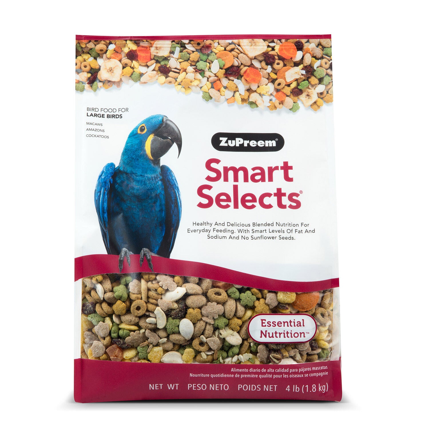Zupreem Smart Selects Large Bird Food, Macaws, 4Lb