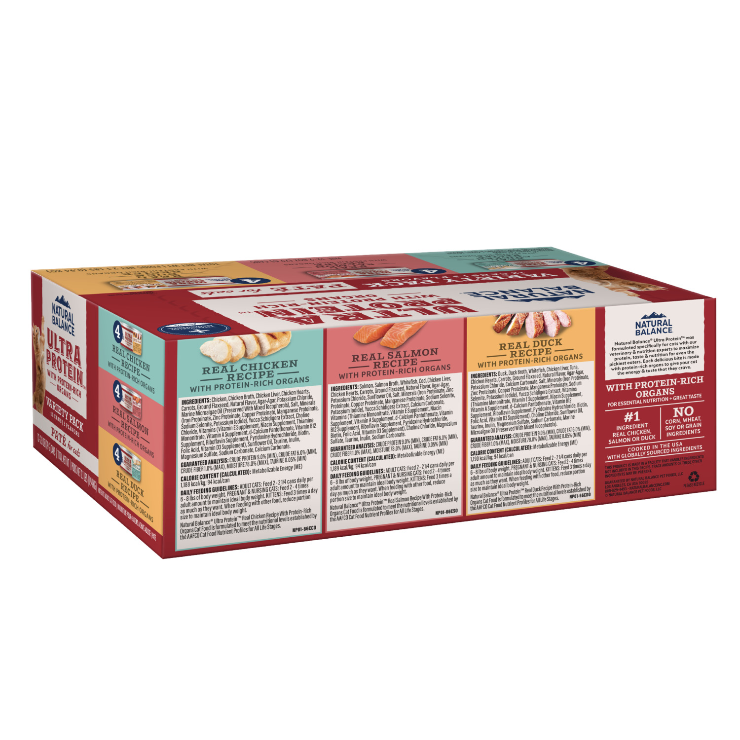Natural Balance Ultra Protein Wet Cat Food, Pate Variety Pack &ndash; Chicken, Duck And Salmon, 2.8-Oz., Case Of 12