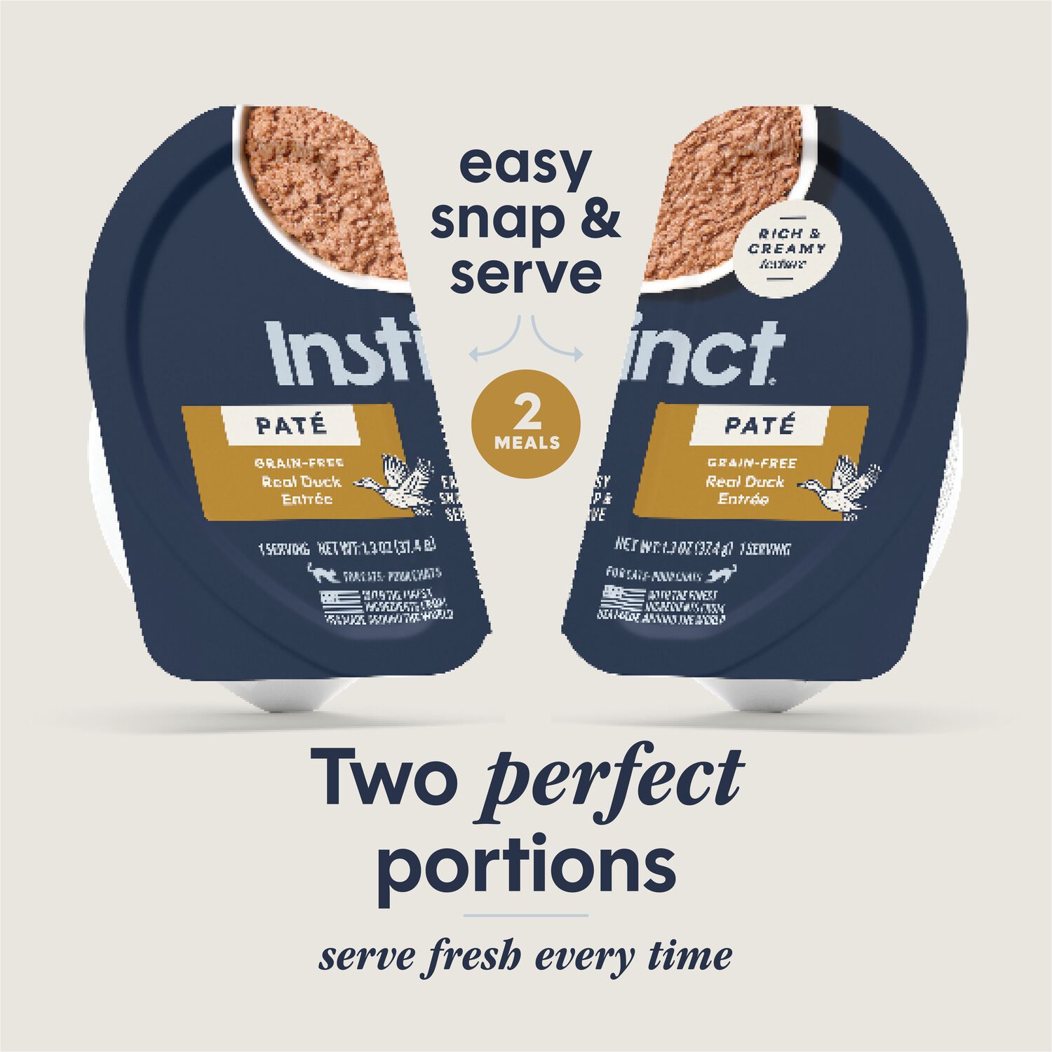 Instinct Pate Grain-Free Wet Cat Food, Duck Entr&eacute;e,&nbsp;2.64-Oz Split Cup