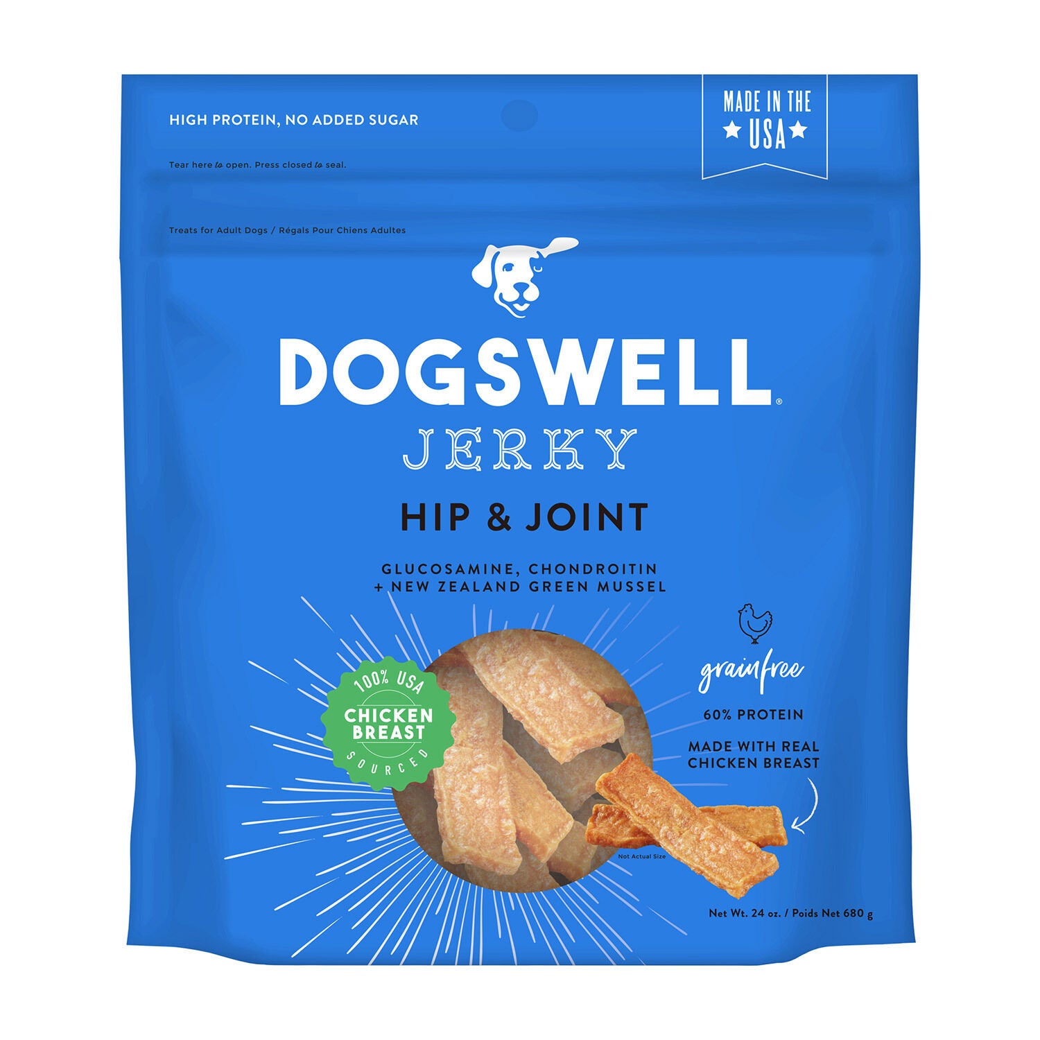 Dogswell Hip & Joint Grain-Free Chicken Jerky Dog Treats, 24-Ounce