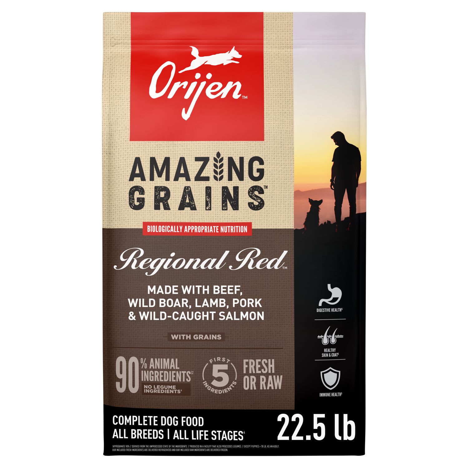 Orijen Amazing Grains Regional Red High-Protein Dry Dog Food, 22.5-Lb Bag