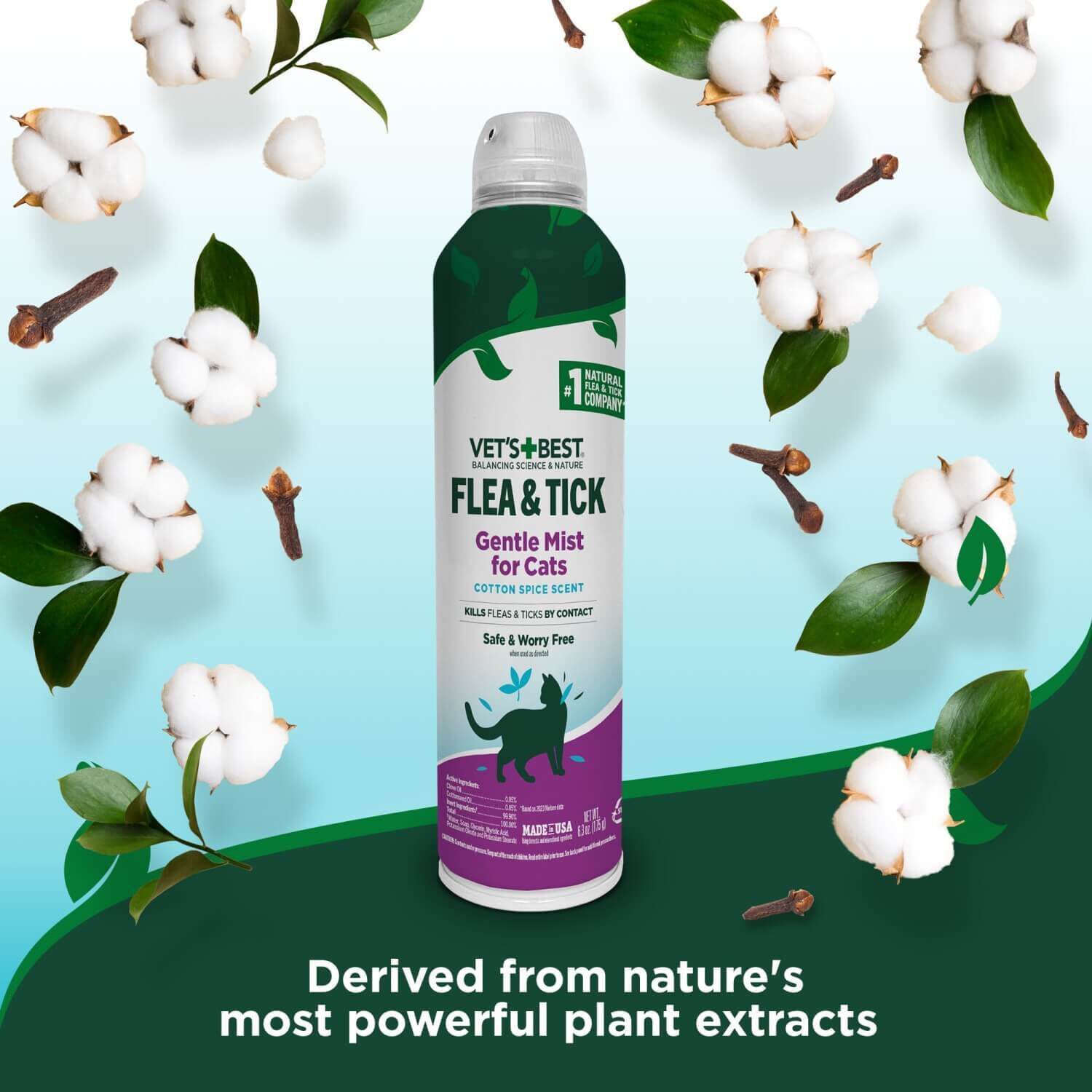 Vet's Best Gentle Mist Flea & Tick Treatment Spray For Cats