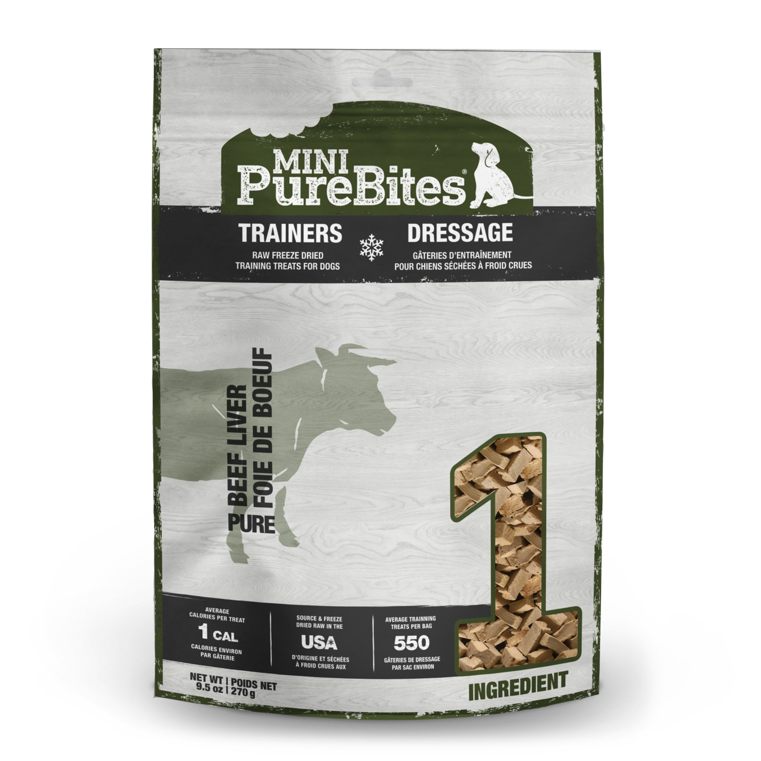 Purebites Mini Freeze-Dried Dog Training Treats, Beef Liver