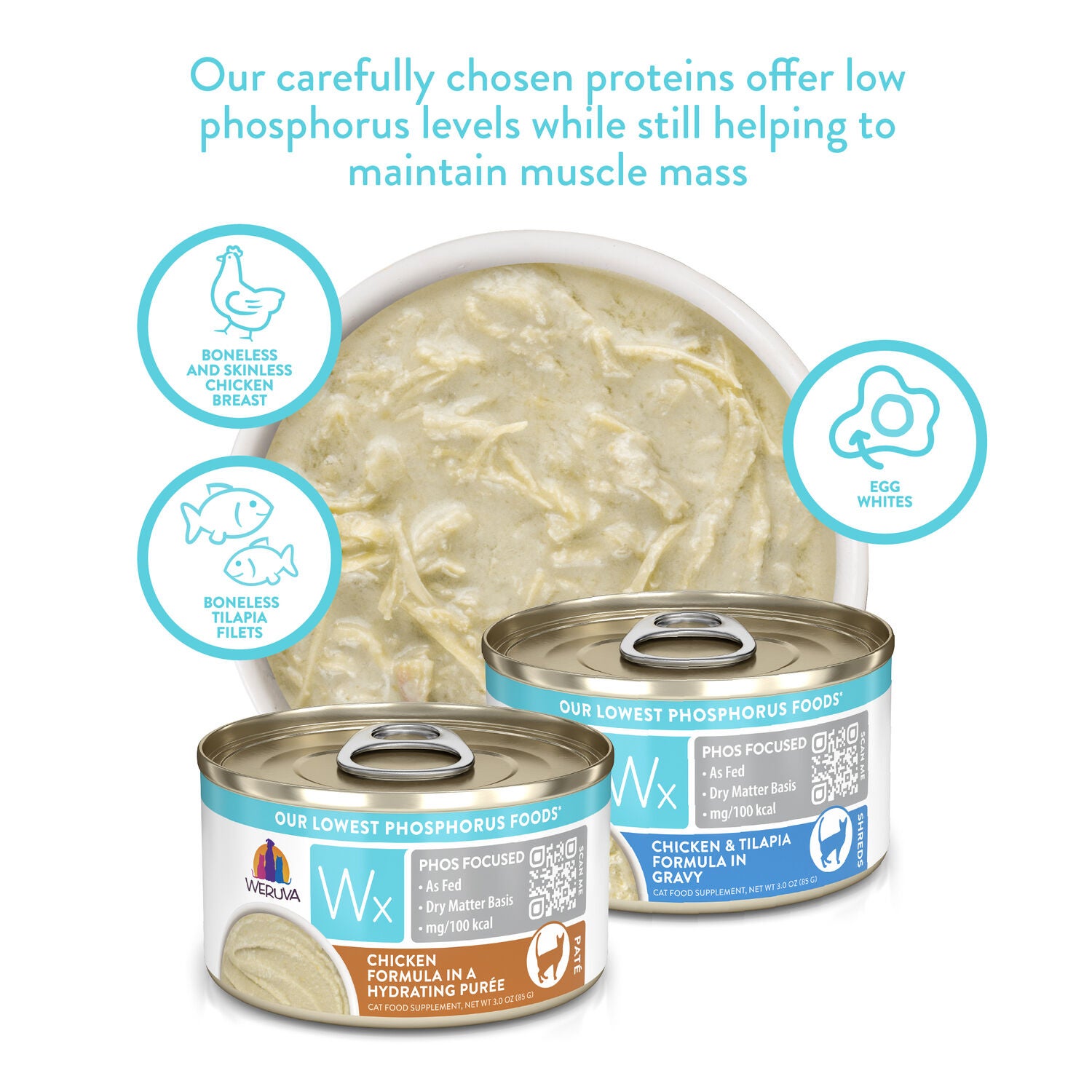 Weruva Wx Phos Focused Chicken Formula In A Hydrating Pur&eacute;e Wet Cat Food, 3-Oz Can Pack Of 12