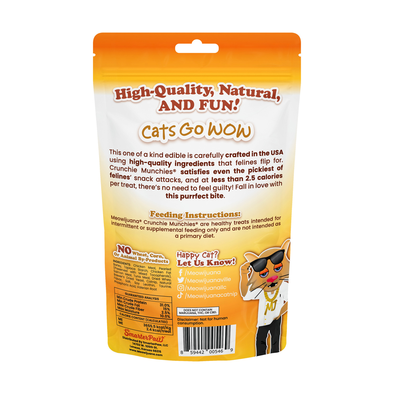 Meowijuana Crunchie Munchies Chicken Cat Treats, 3-Oz