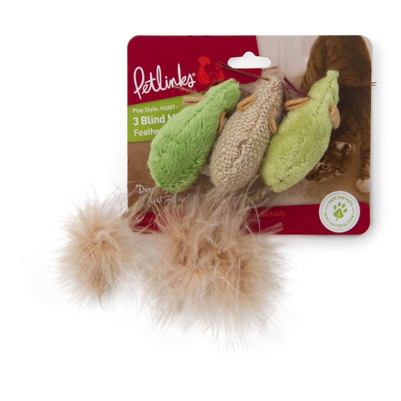 3 Blind Mice Plush Mice And Feather Catnip Cat Toys image number 1