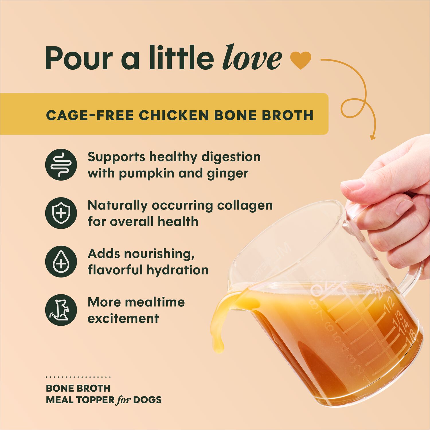 Instinct Cage-Free Chicken Bone Broth Dog Food Topper, 16-Oz Resealable Pouch