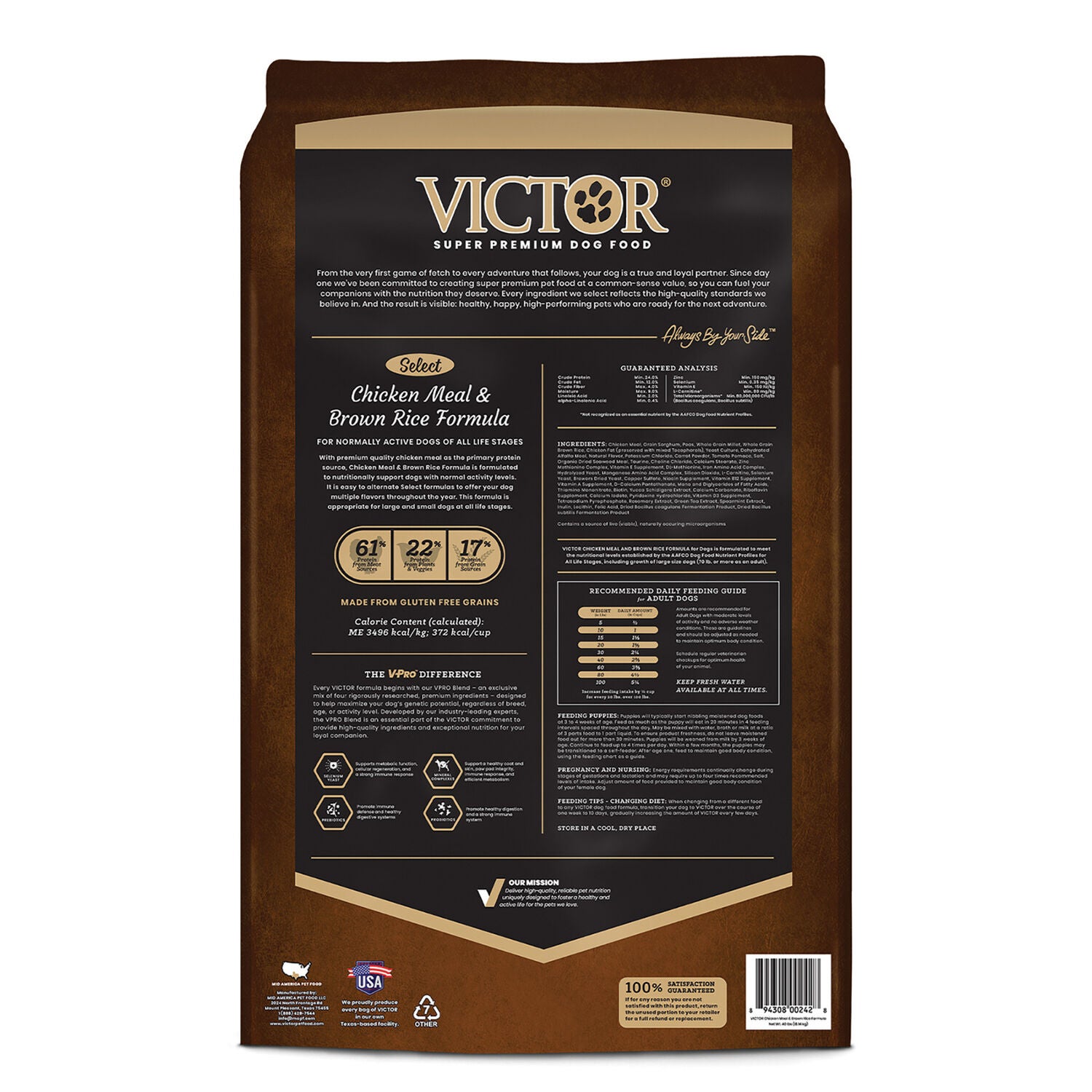 Victor Select Dry Dog Food, Chicken Meal And Brown Rice Formula, 40-Lb