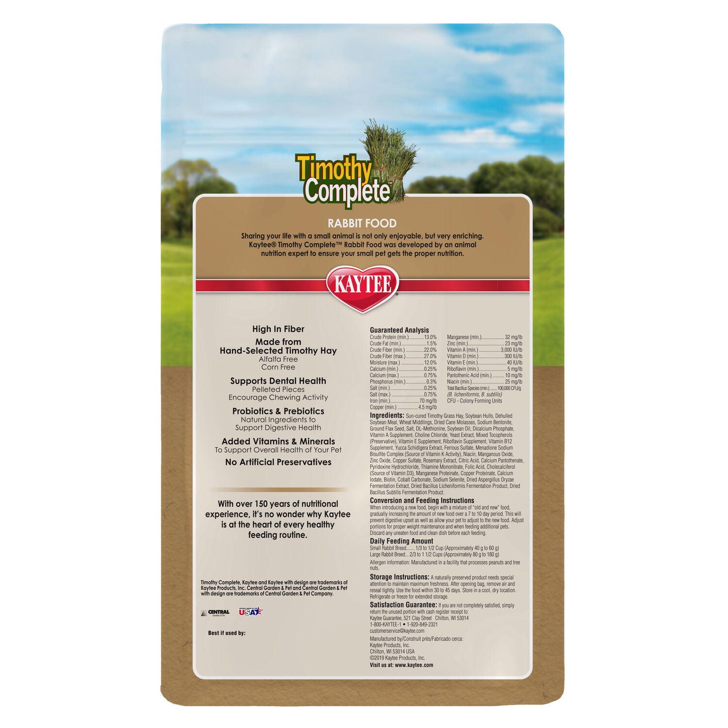 Kaytee Timothy Complete Rabbit Food, 4.5Lb