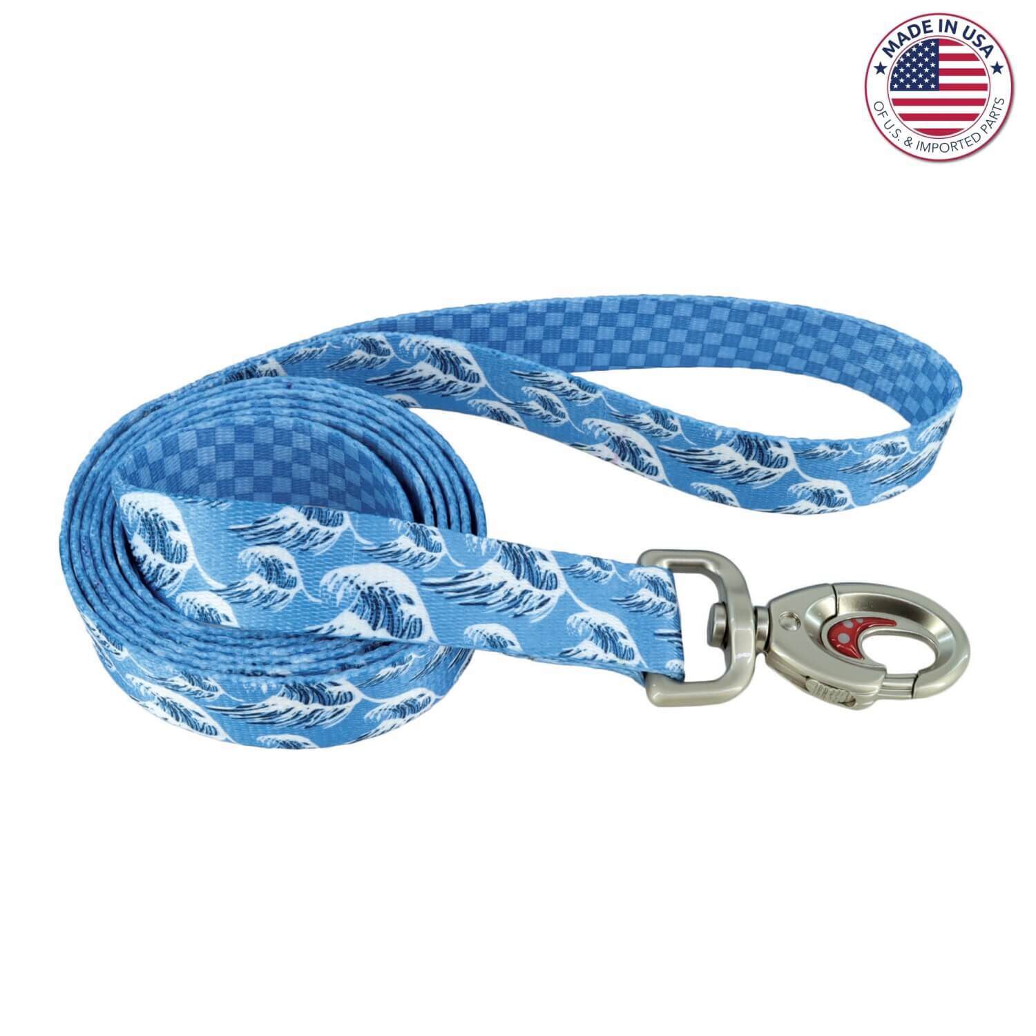 Coastal Pet Products Sublime Dog Leash, Blue Waves With Blue Checkers