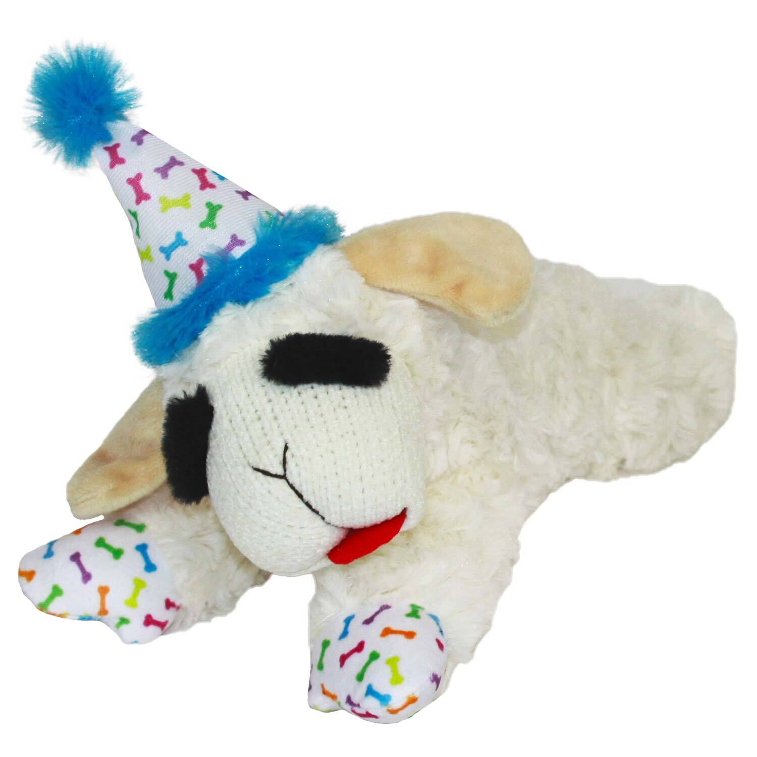 Lamb Chop Birthday Dog Toy Blue 10.5in Pet Supermarket