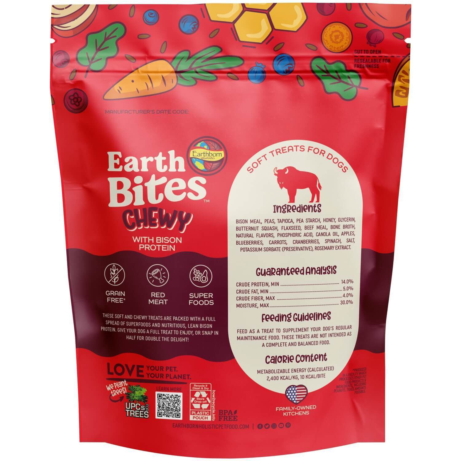Earthborn Holistic Earthbites Chewy Soft Dog Treats With Bison Protein, 7-Oz Can