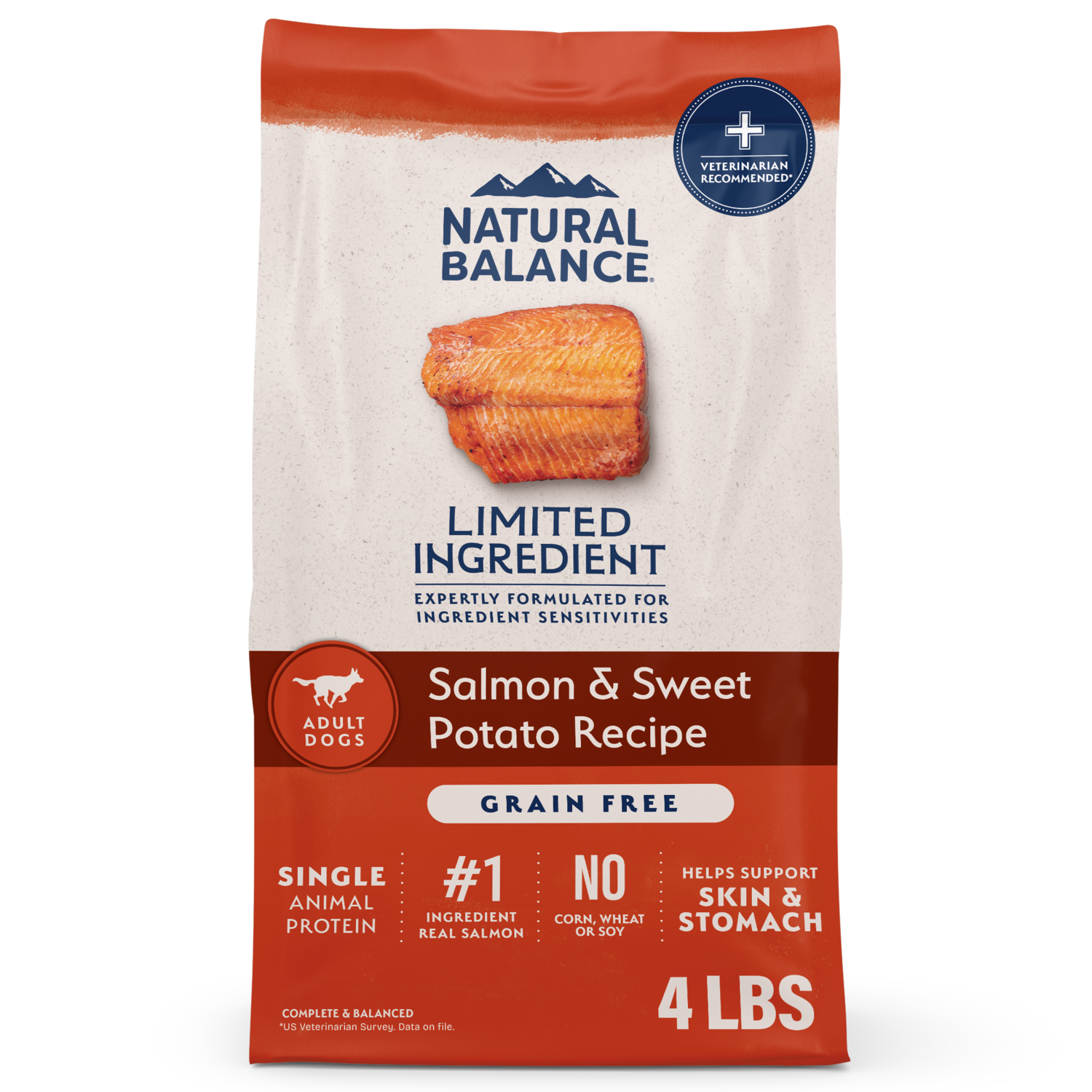 Natural Balance Limited Ingredient Grain-Free Salmon & Sweet Potato Recipe Dry Dog Food, 4-Lb Bag