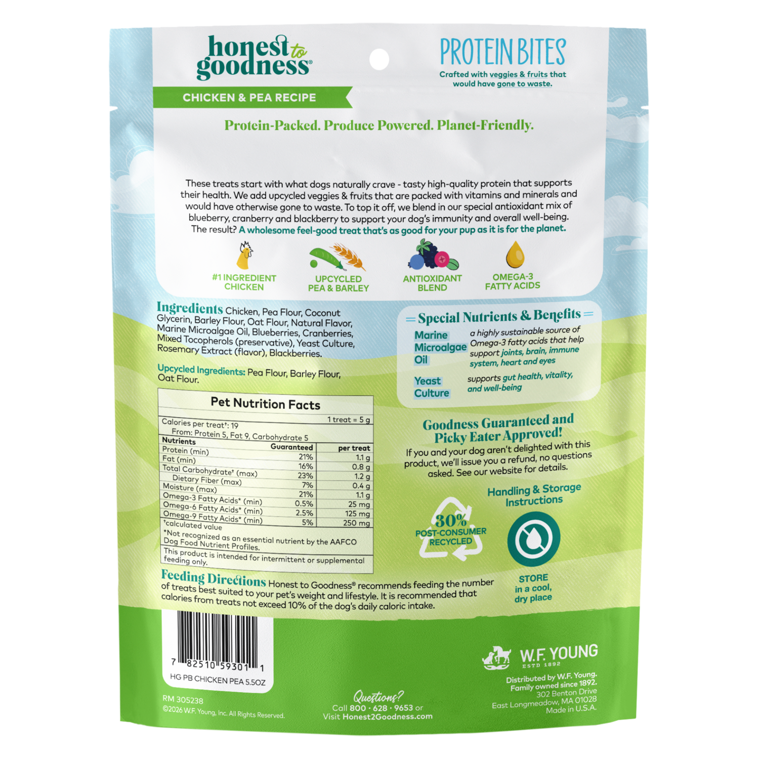 Honest To Goodness Chicken & Peas Upcycled Protein Bites Dog Treats, 5.5-Oz.