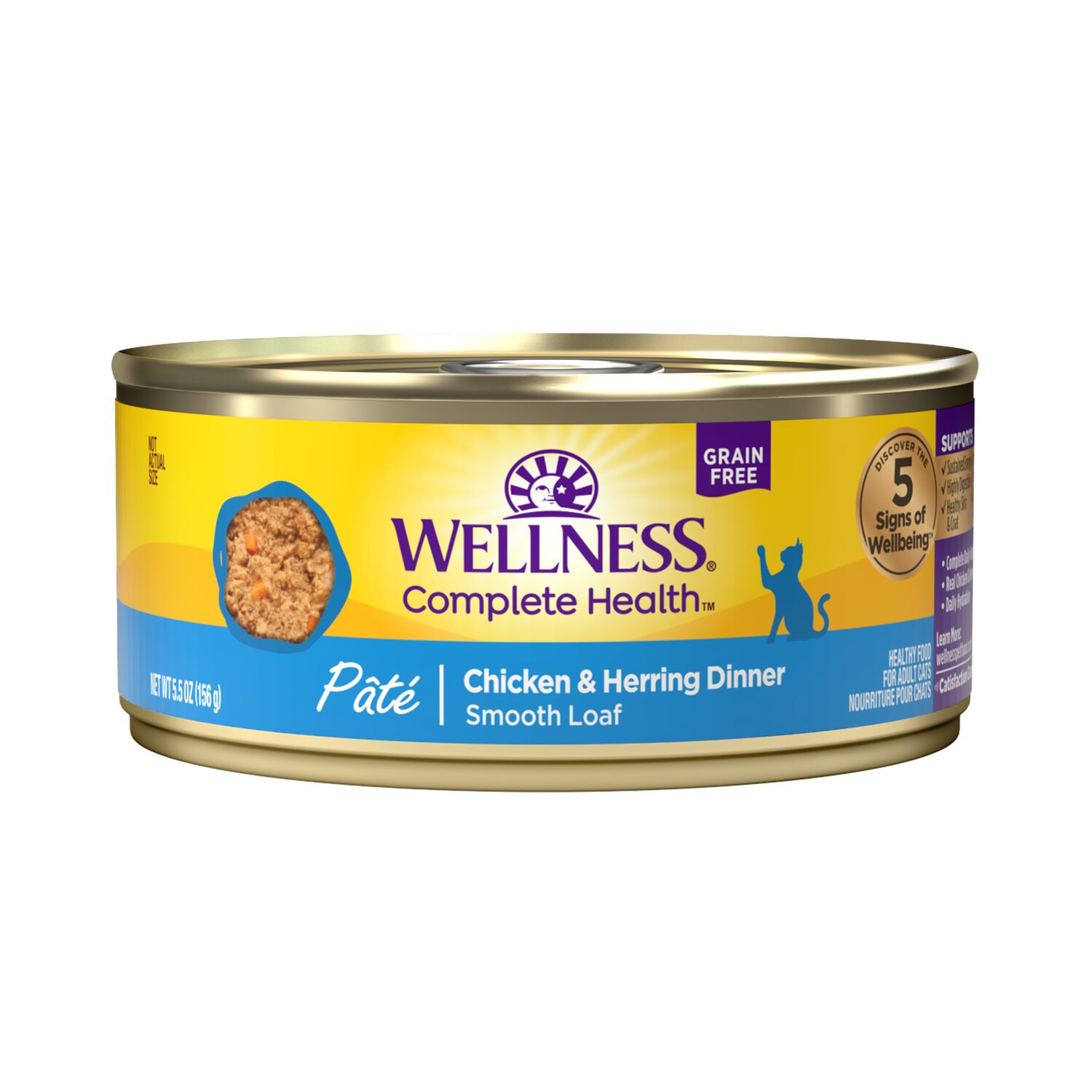 Wellness Complete Health Pate Adult Wet Cat Food, Natural, Protein-Rich, Grain Free, Chicken & Herring Recipe