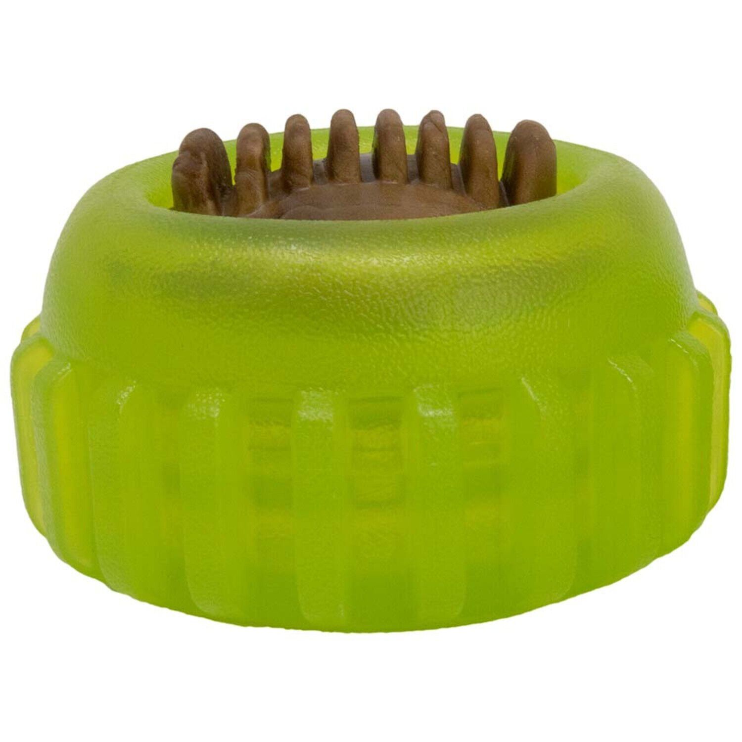 Starmark Everlasting Sprocket Ridged Treat Dispensing Interactive Dog Toy With Treat, Medium, Green