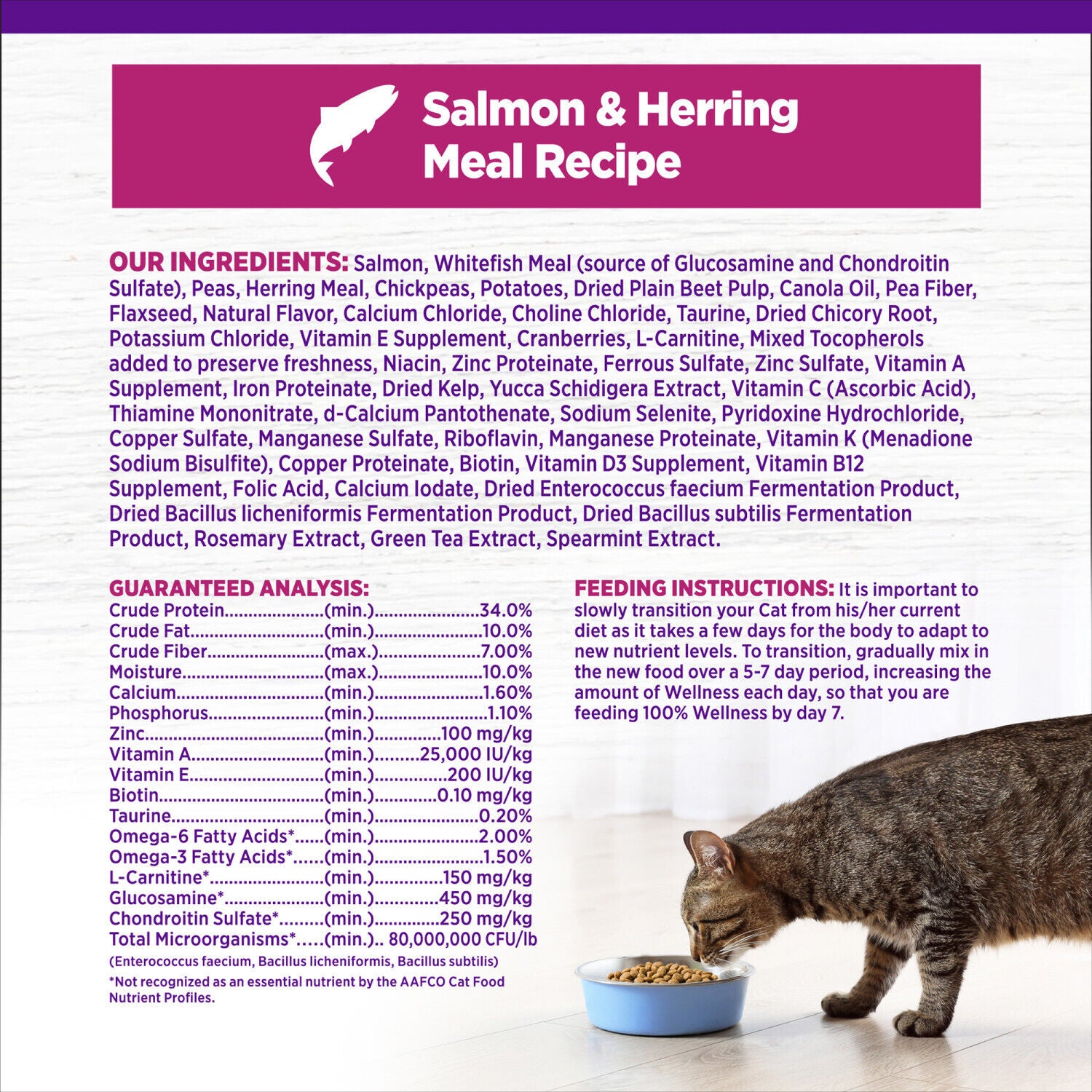 Wellness Complete Health Adult Dry Cat Food For Indoor Cats, Grain Free, Natural, Salmon And Herring Meal - 11.5 Pound Bag