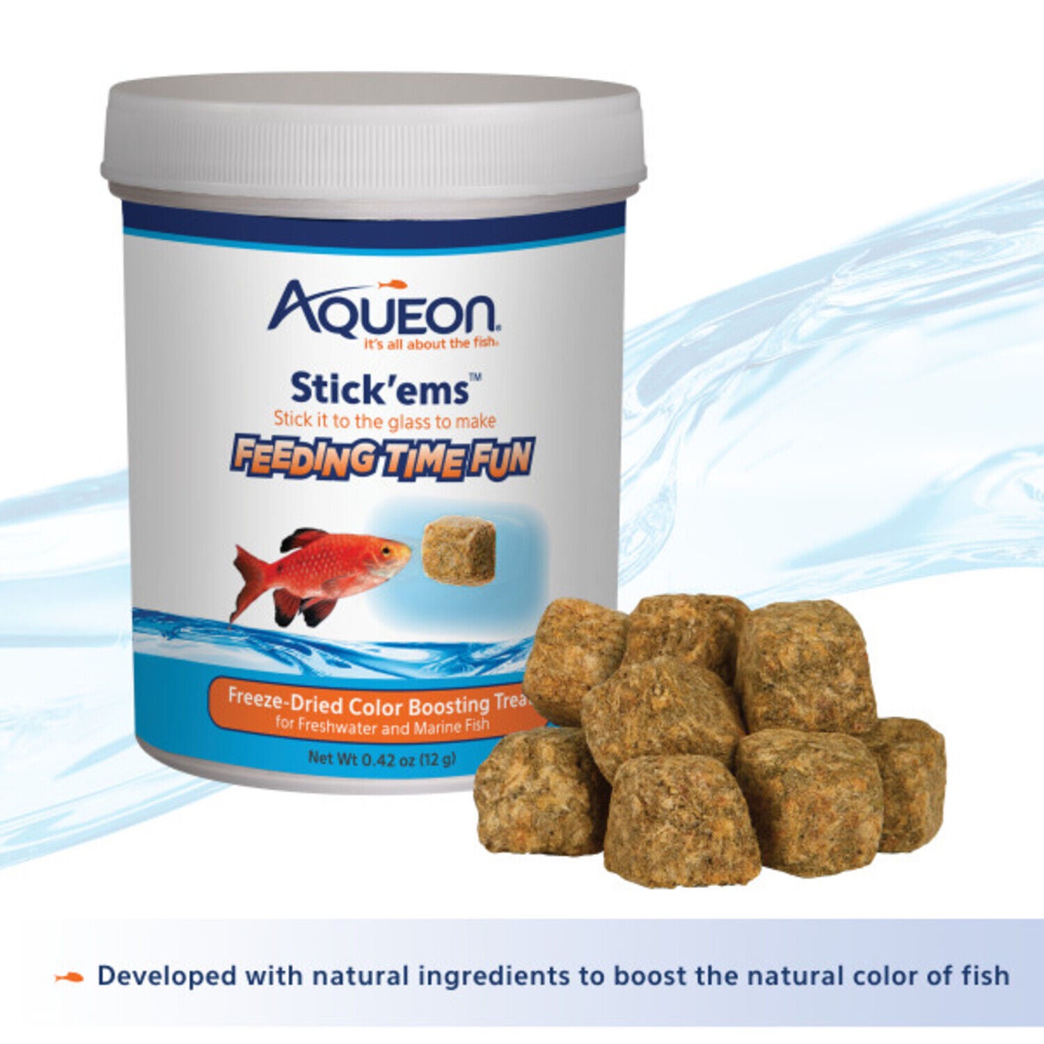 Aqueon Stick'ems Freeze-Dried Color Boosting Fish Treat, 0.42 Oz