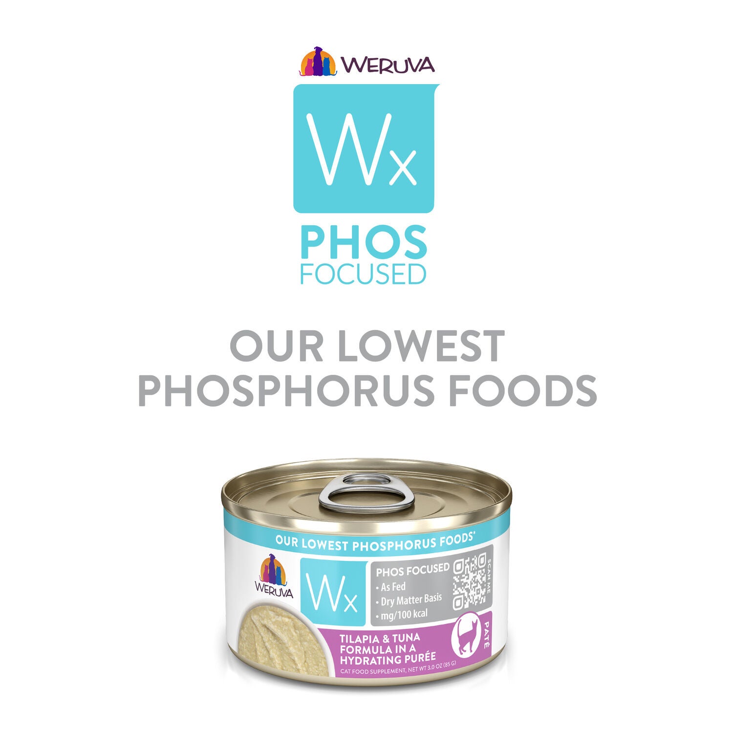 Weruva Wx Phos Focused Tilapia & Tuna Formula In A Hydrating Pur&eacute;e Wet Cat Food, 3-Oz Can Pack Of 12