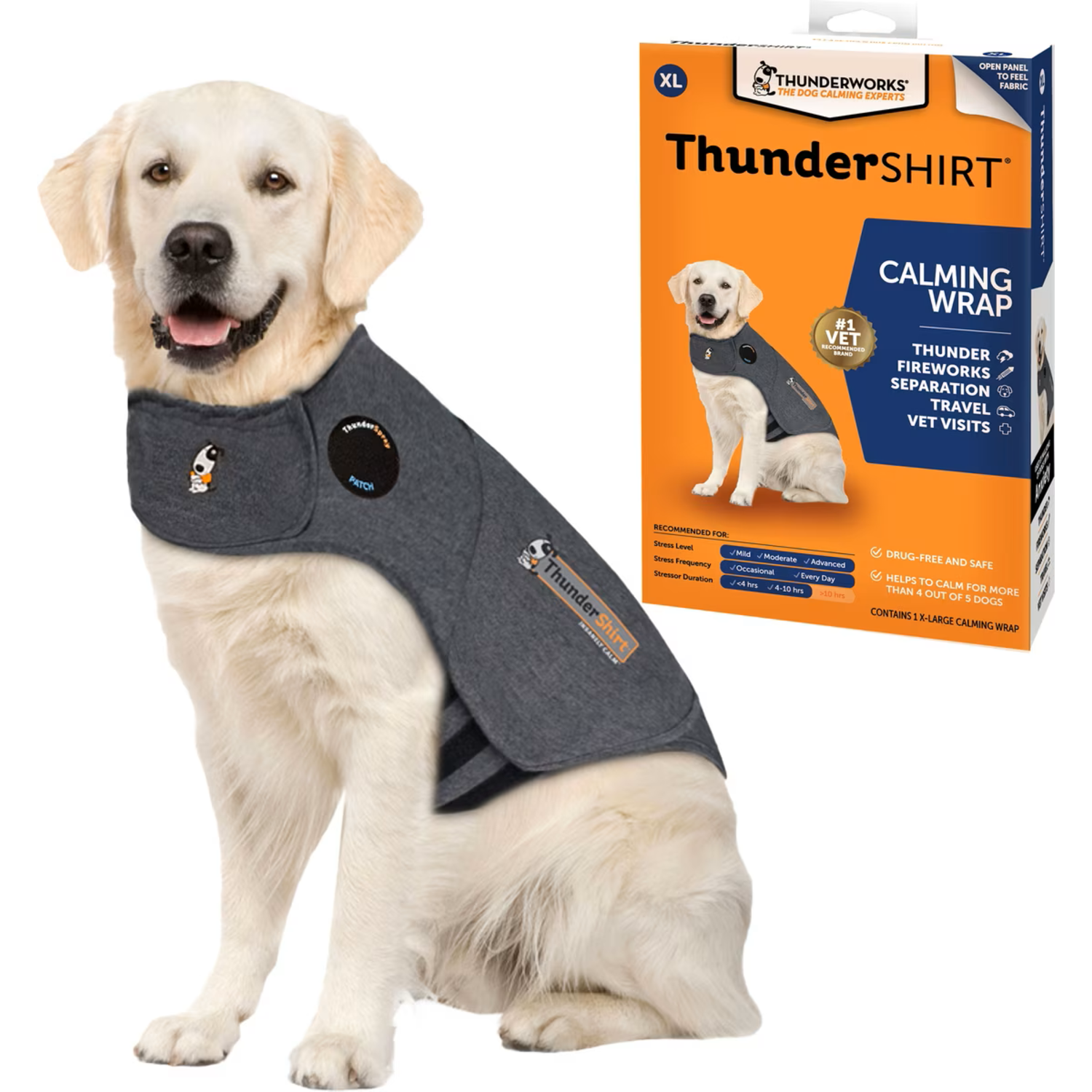 Thundershirt Anxiety Relief Dog Vest, Gray, Extra Large